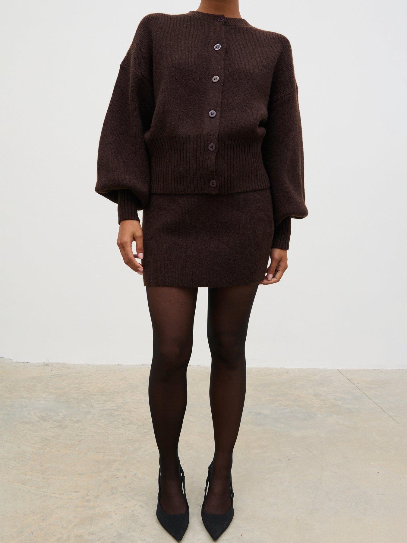 Pretty Lavish Etta Knit Mini Skirt - Brown