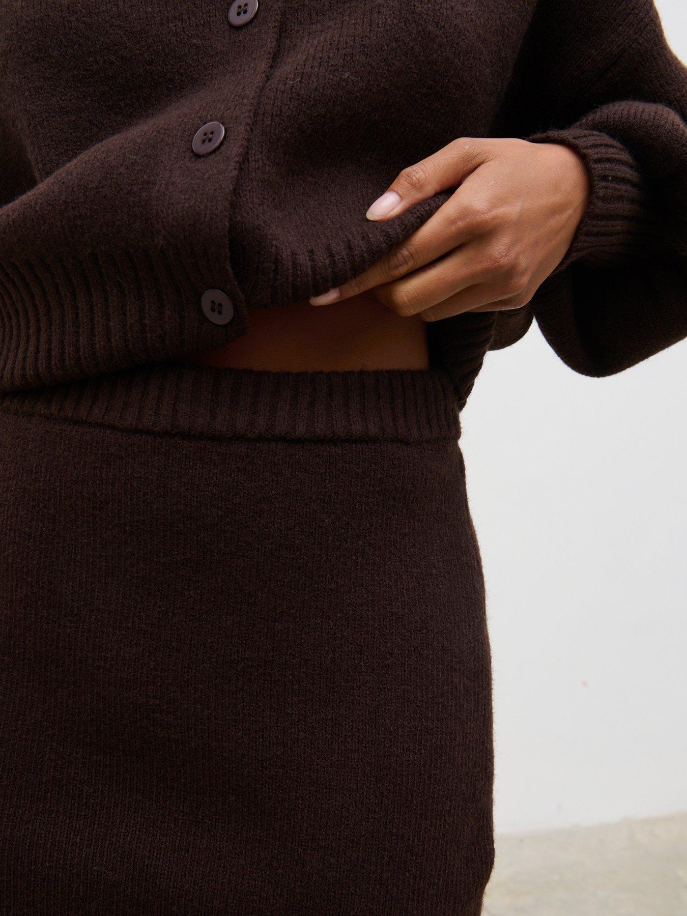 Image 3 of 3 of Pretty Lavish Etta Knit Mini Skirt - Brown