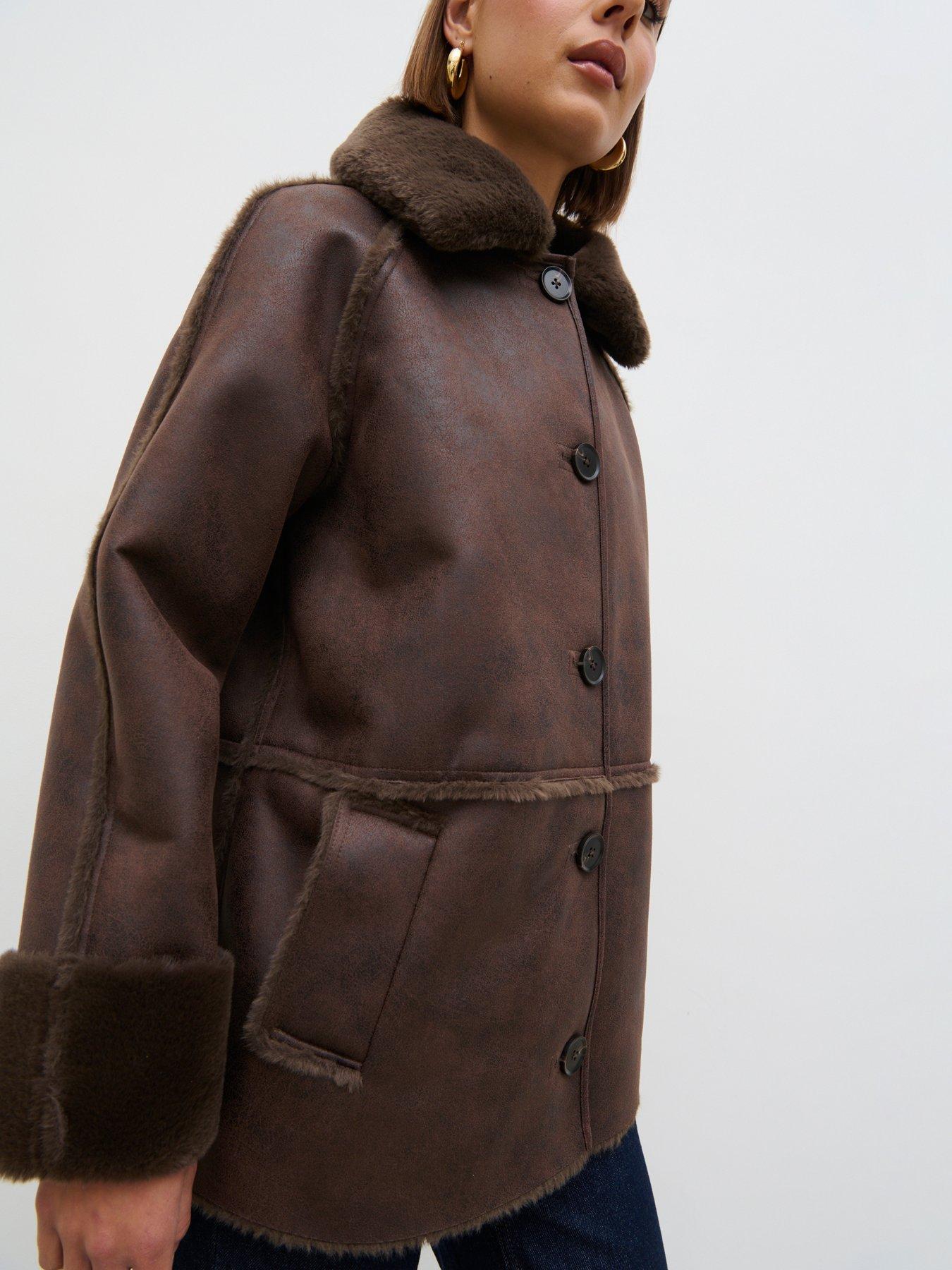 Pretty Lavish Sawyer Aviator Coat - Brown | Very