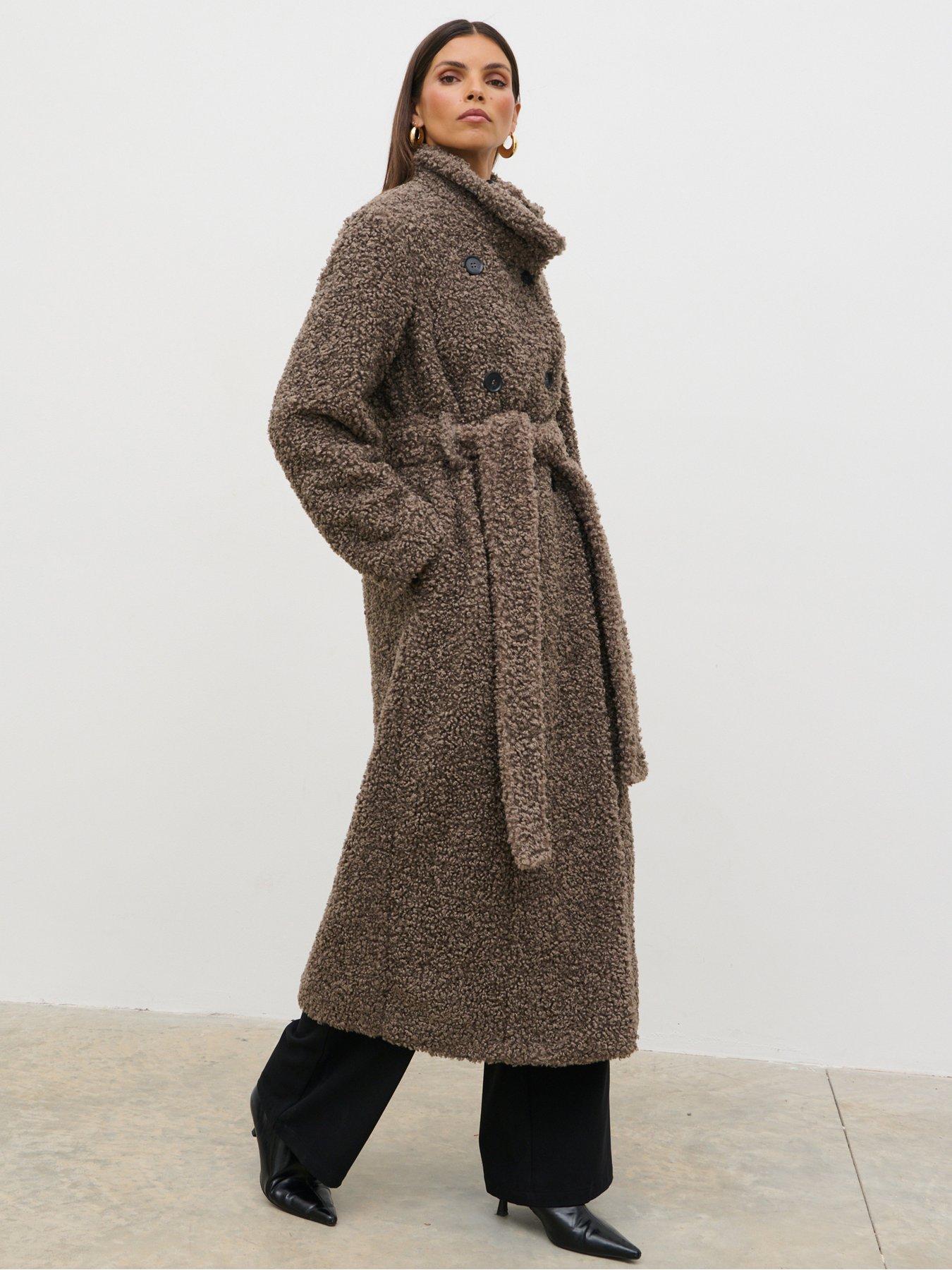 Pretty Lavish Atlas Boucle Coat - Brown