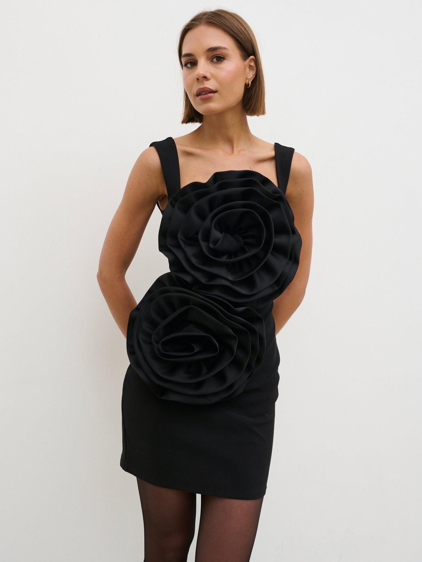 Pretty Lavish Rowena Corsage Mini Dress - Black