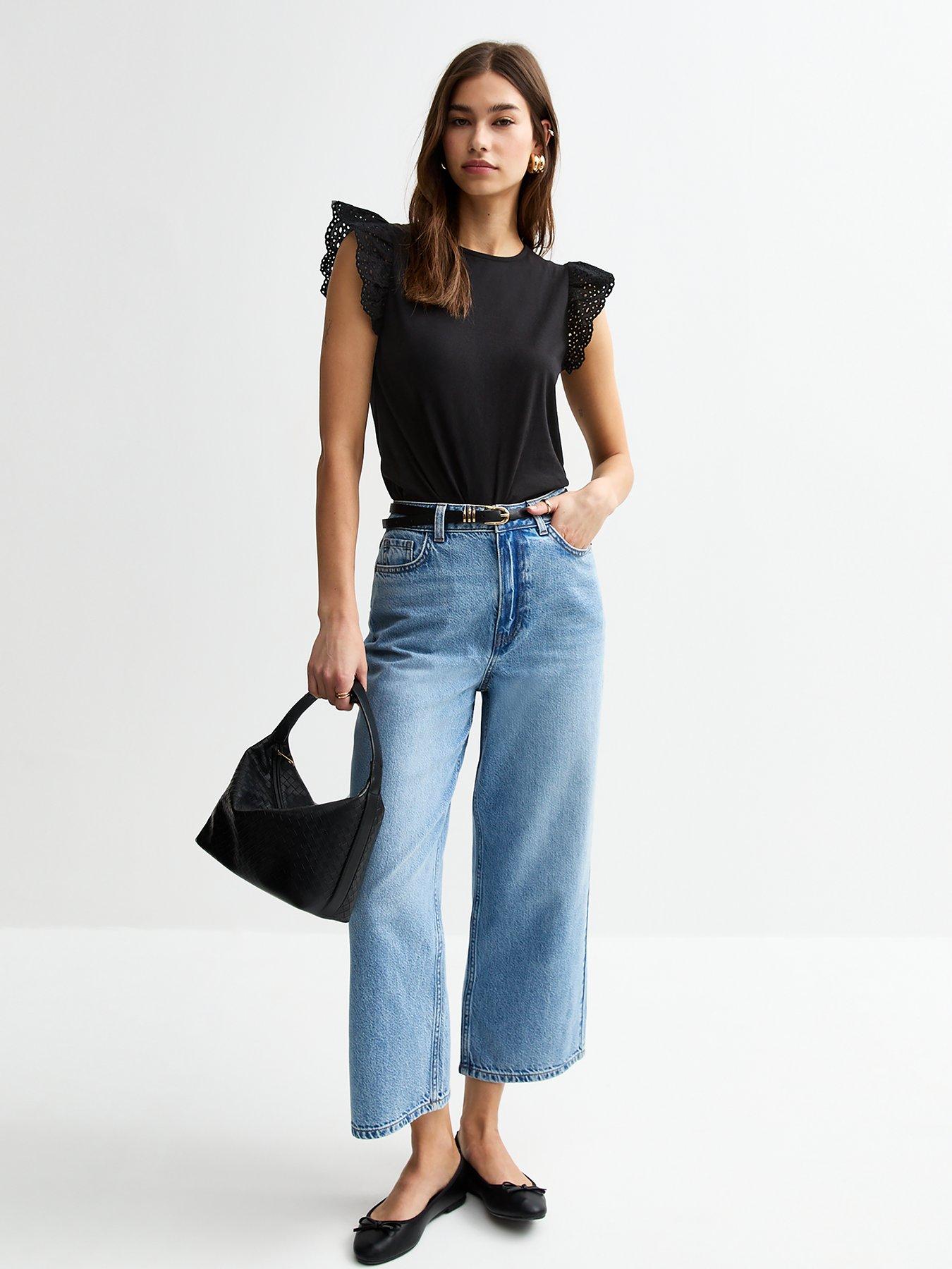 undefined Broderie Anglaise Trim Vest - Black