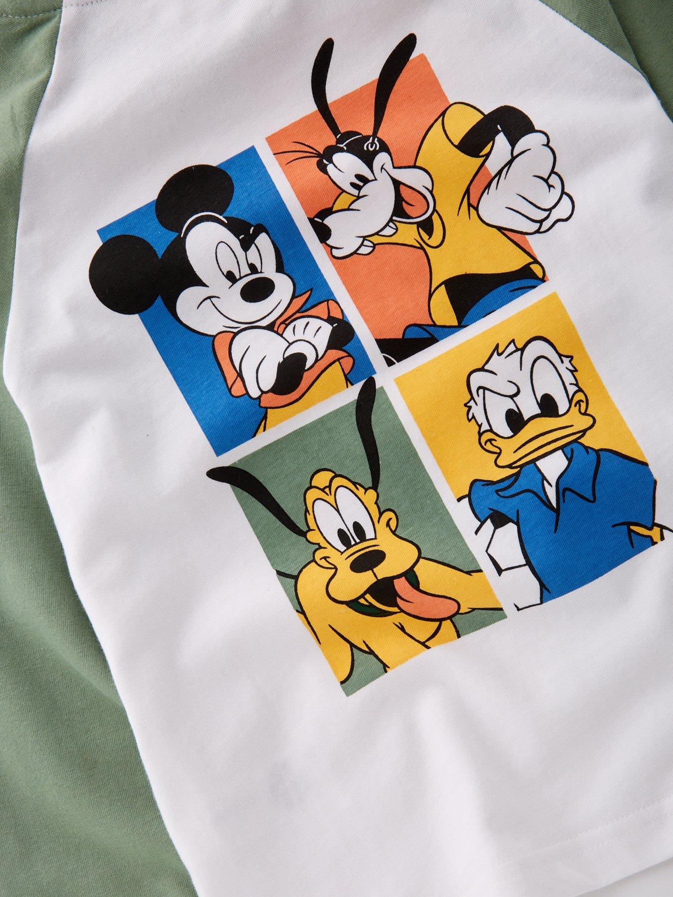 Image 4 of 4 of Mickey Mouse Disney Micky Mouse Raglan Varsity Long Sleeved T-Shirt - Green