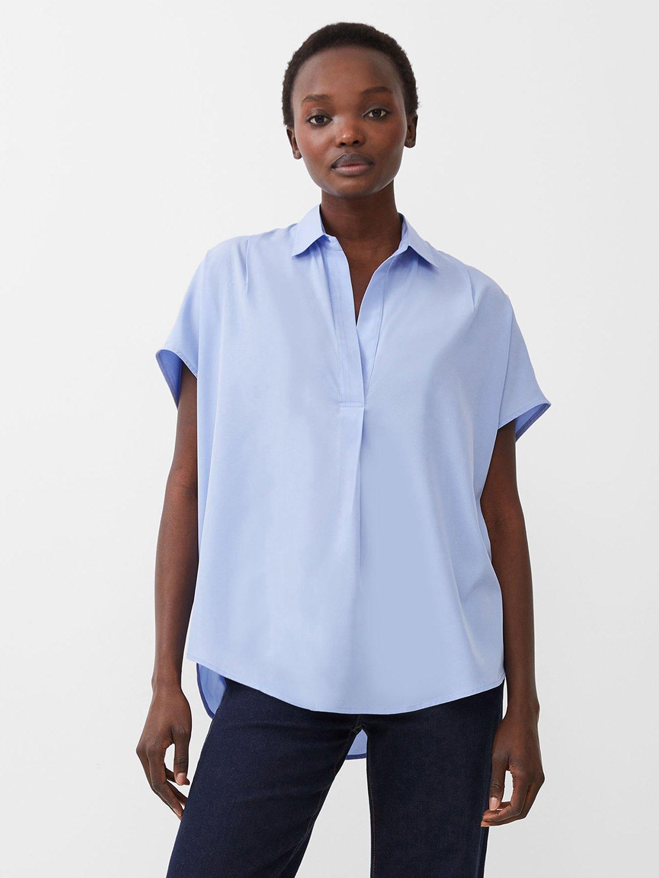 undefined Crepe Oversized Short Sleeve Pullover Shirt