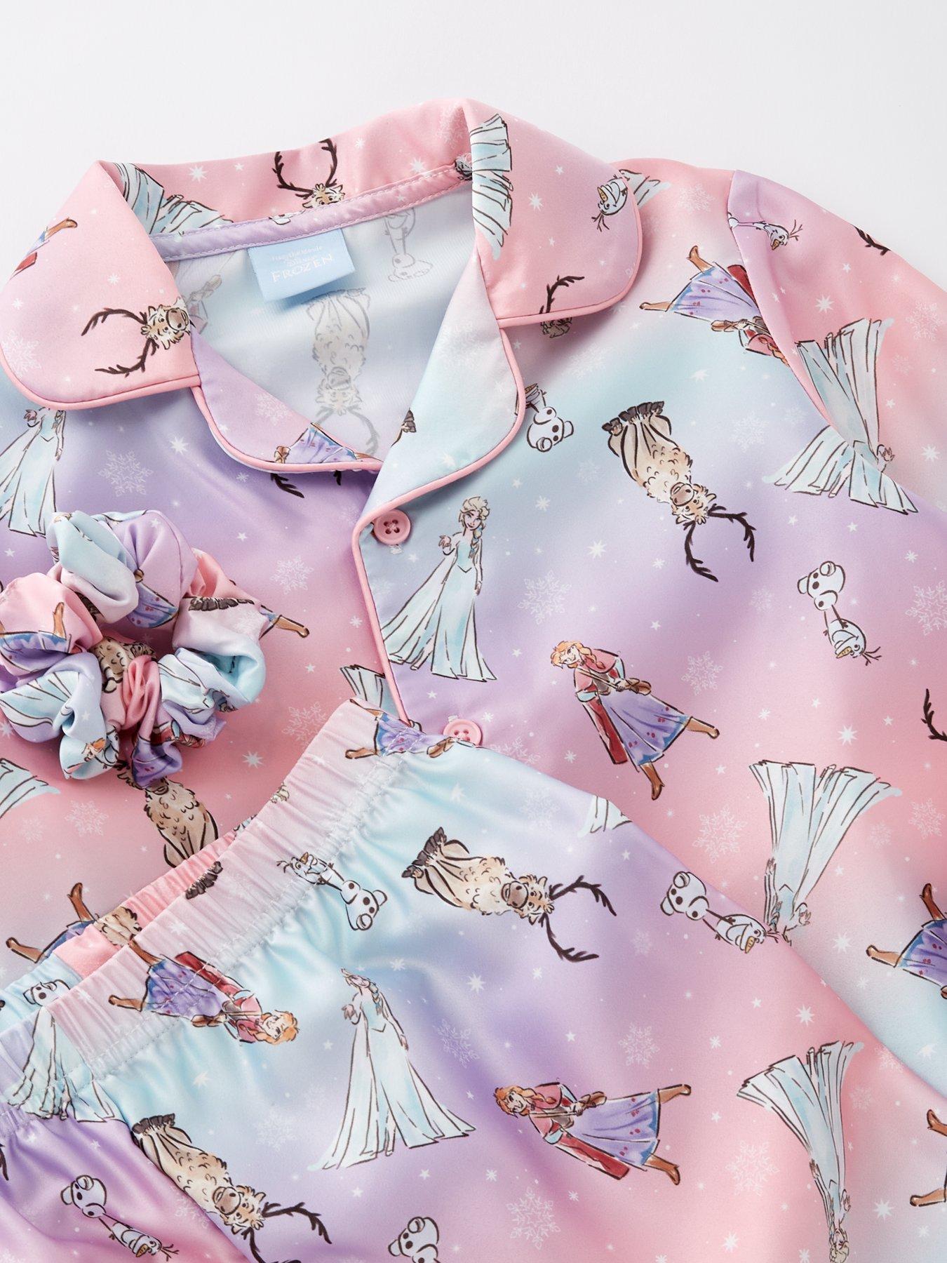 Image 4 of 4 of Disney Frozen Frozen Satin Pyjamas With Scrunchie - Purple