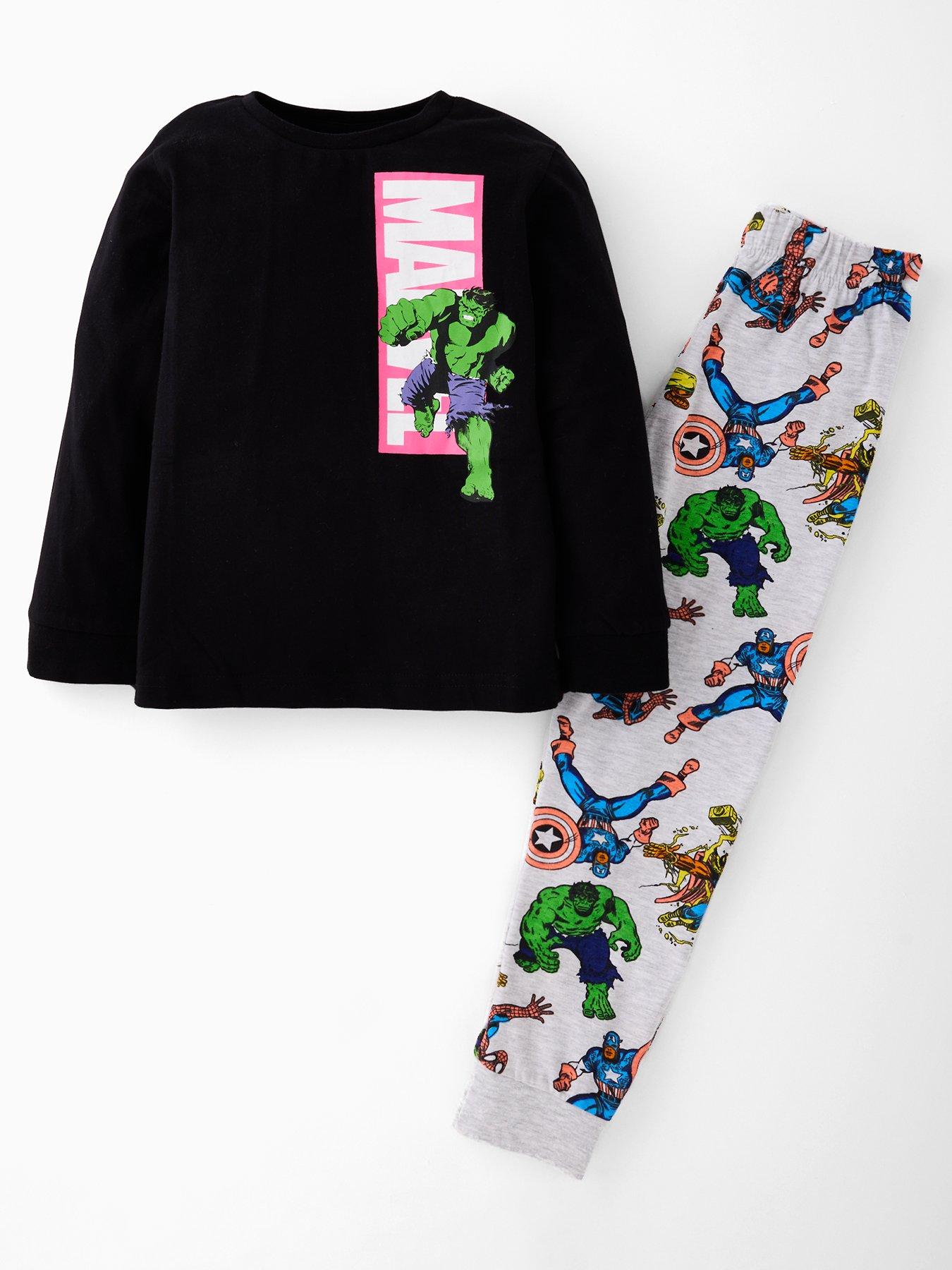 Marvel Comic Print Back Pyjamas - Black