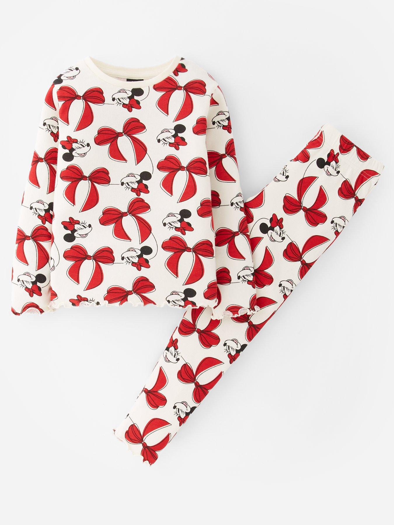 Minnie Mouse Rib Bow Pyjamas - Cream | Very