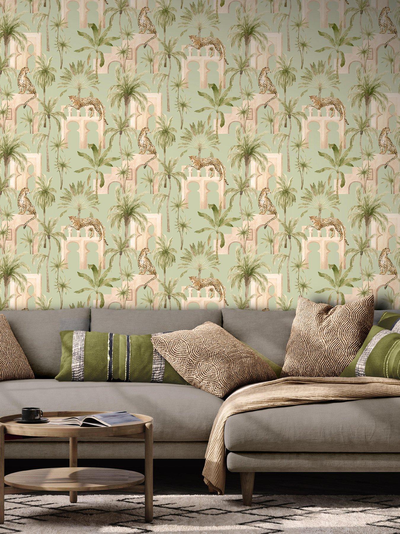 undefined Leopard Arches Wallpaper - Sage Green