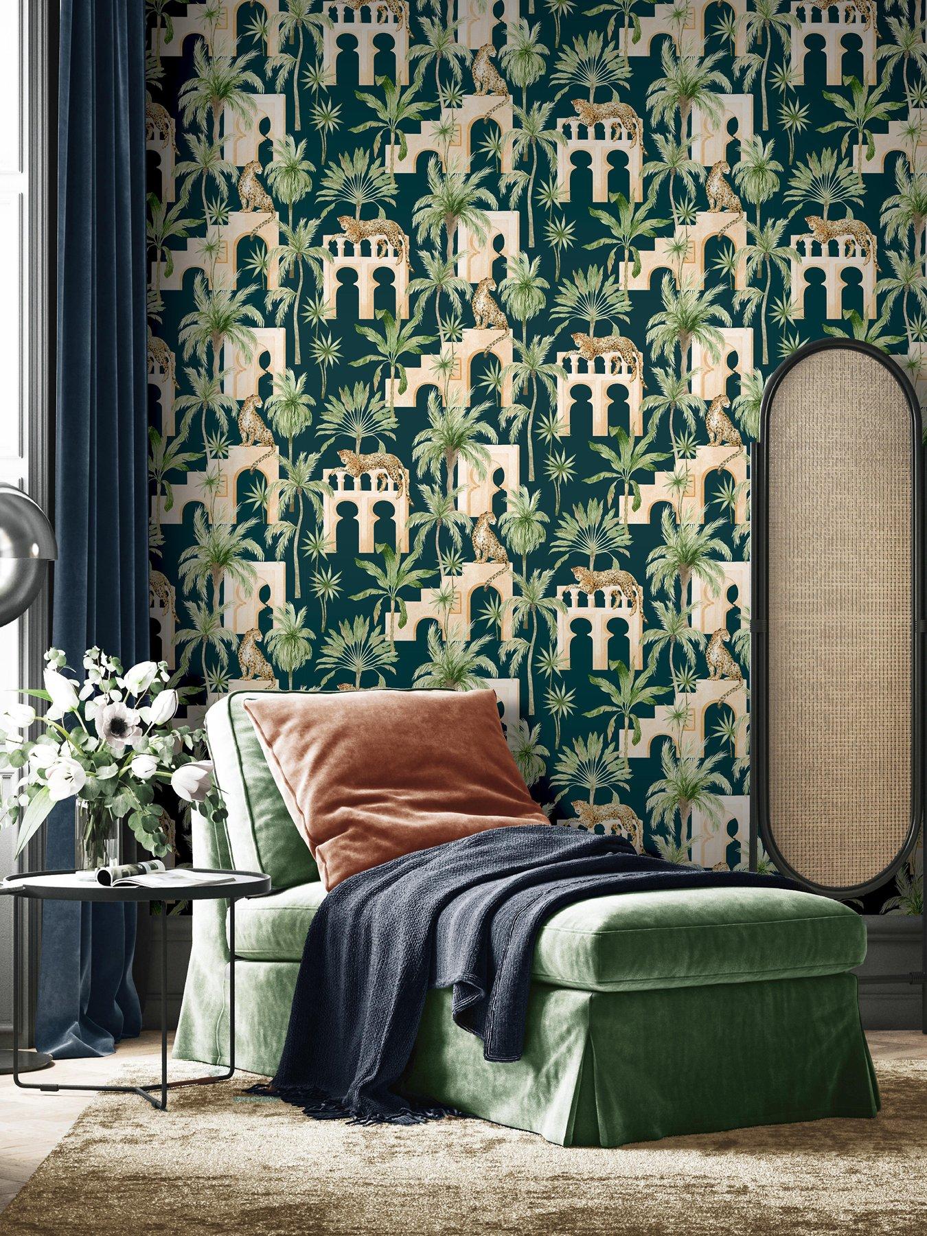 undefined Leopard Arches Wallpaper - Navy
