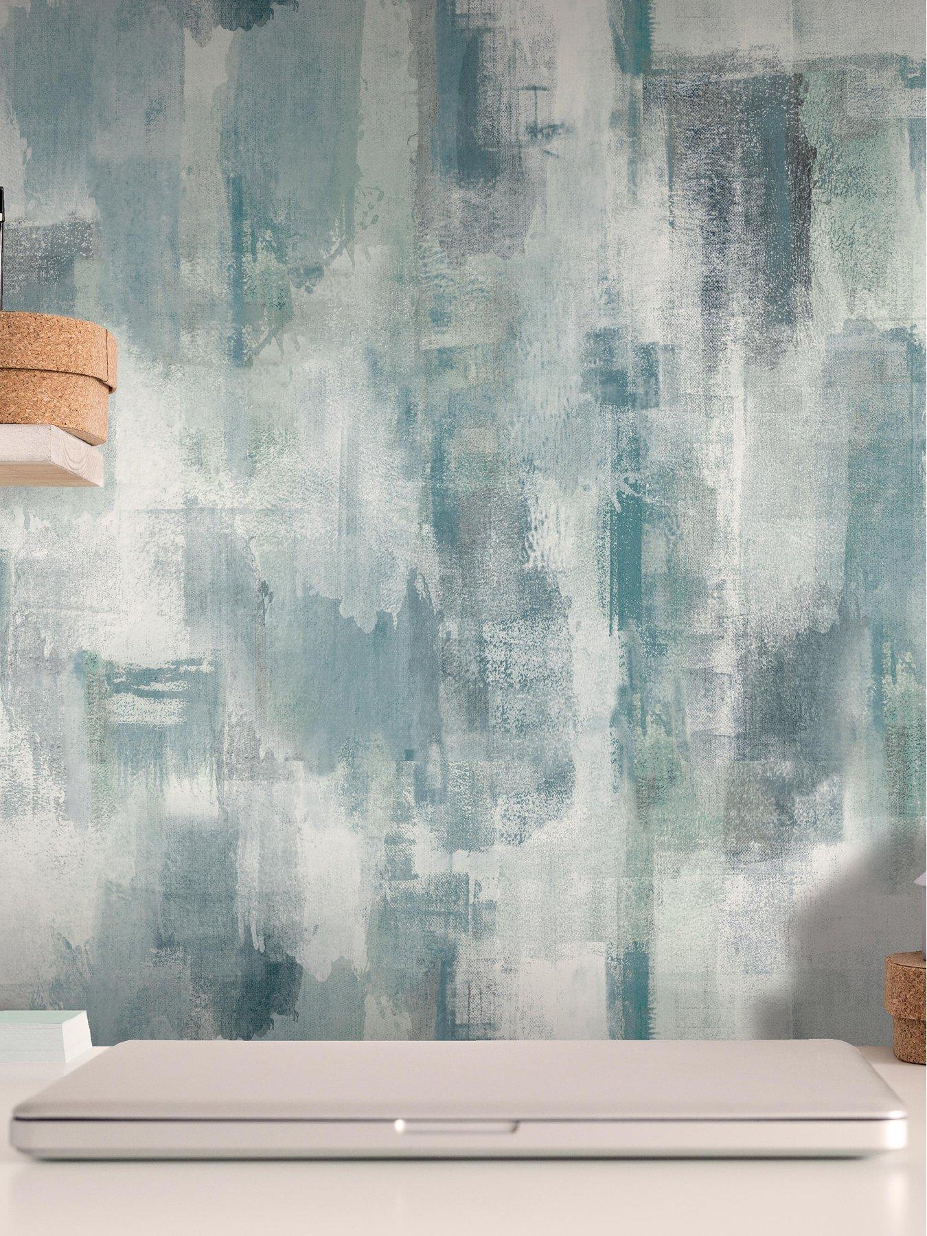 undefined Painterly Pattern Blue Wallpaper