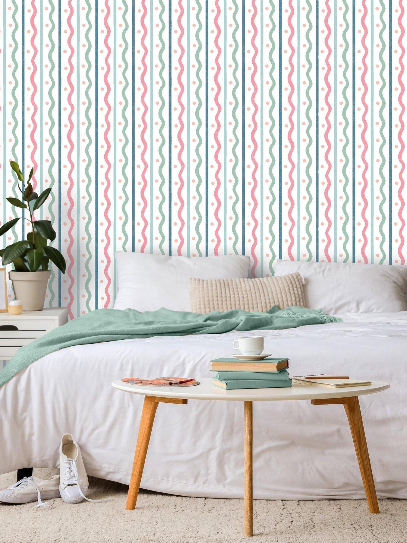 undefined Squiggle Stripe Wallpaper - Pink