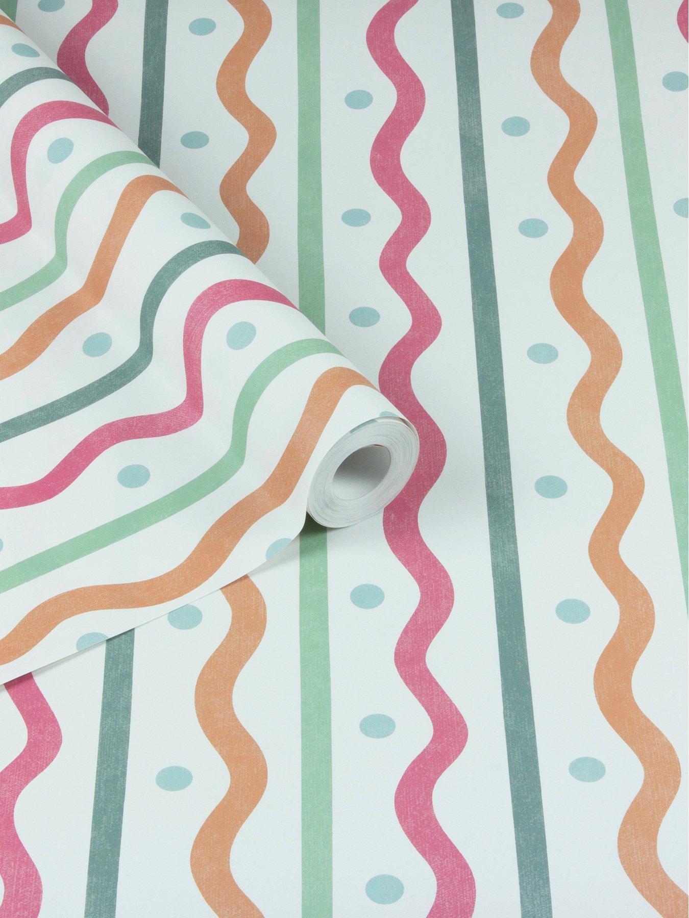 Image 3 of 5 of ARTHOUSE Squiggle Stripe Wallpaper - Rust