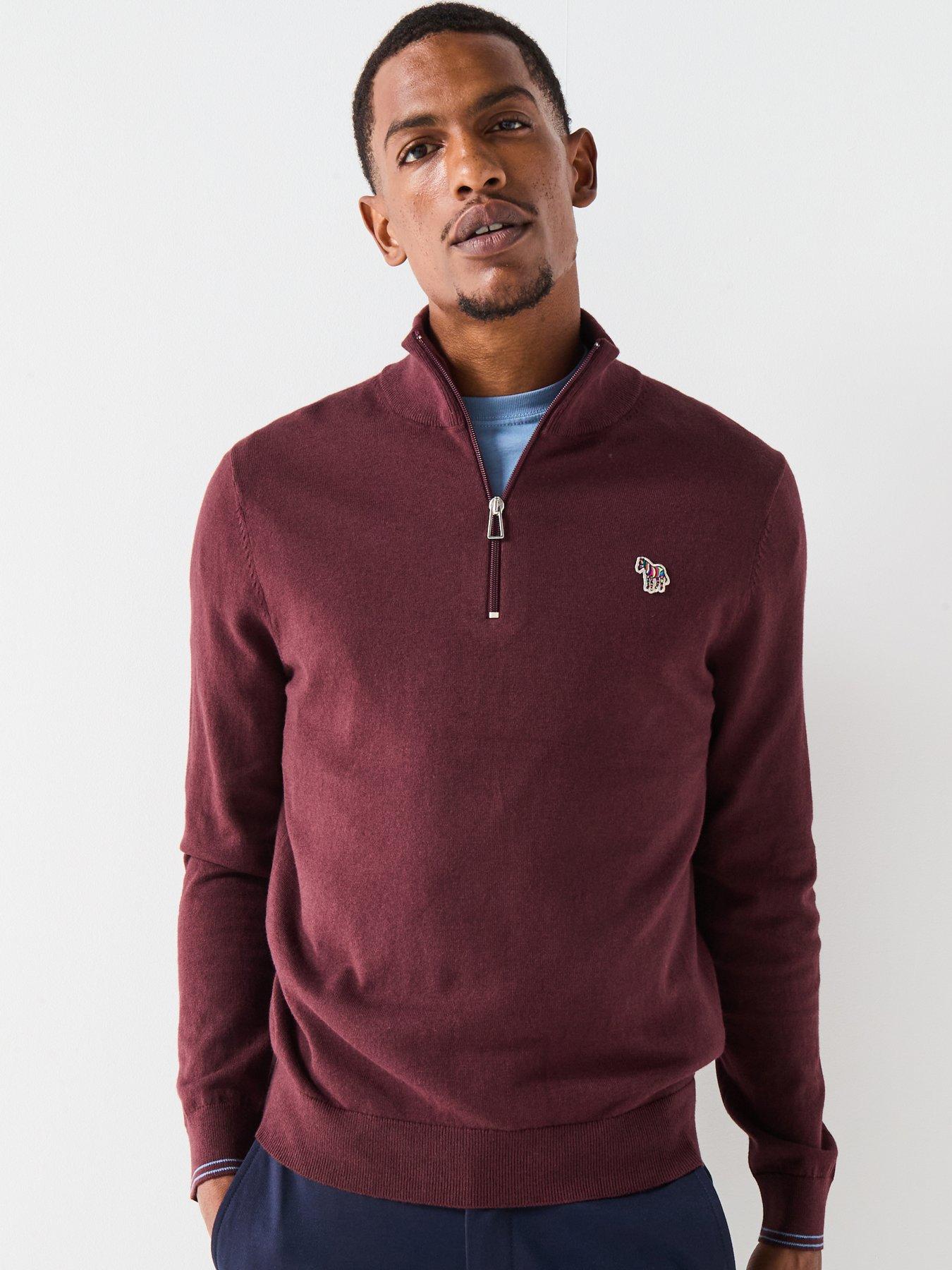 Image 1 of 5 of PS PAUL SMITH Zebra Half Zip Knitted Jumper - Red