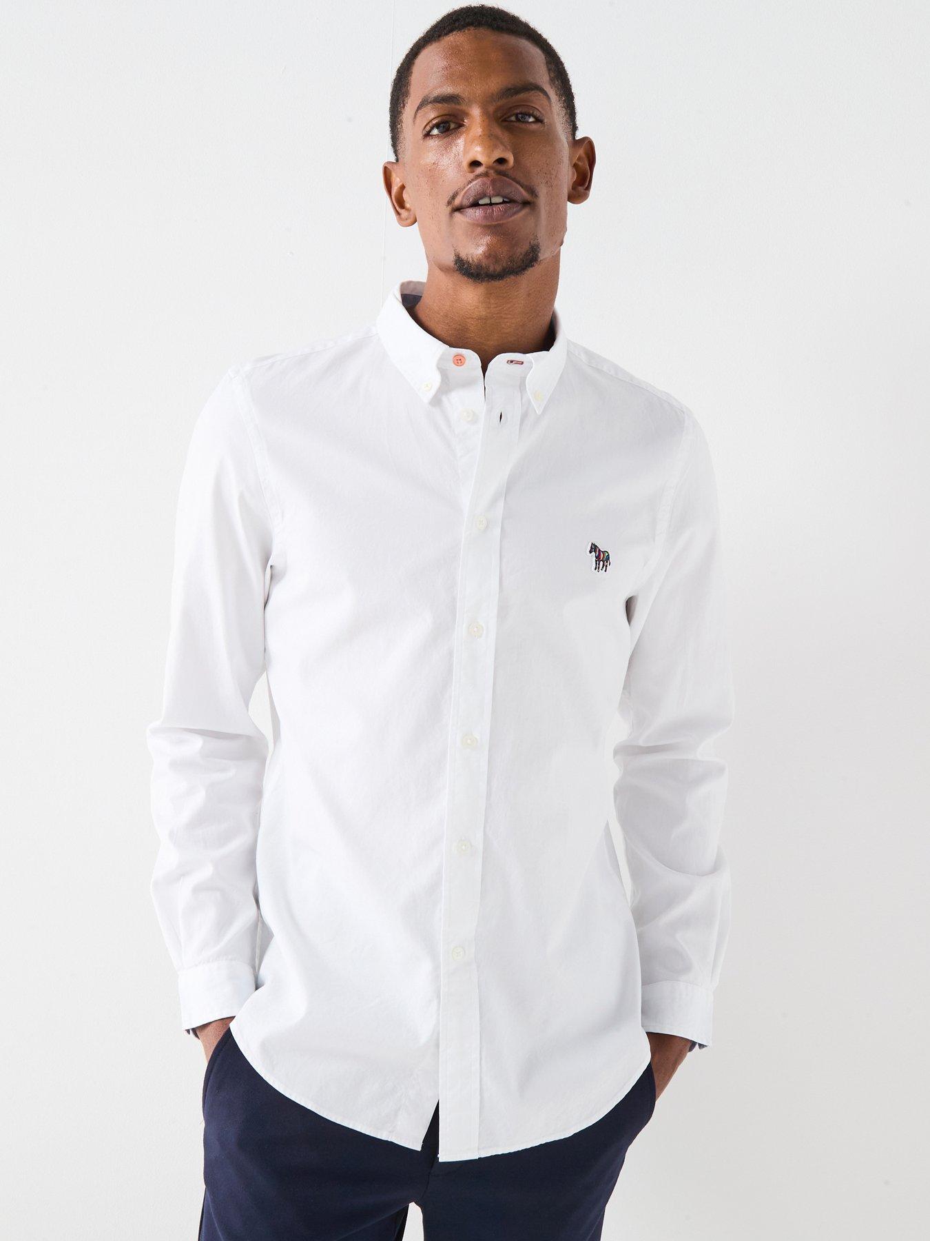 undefined Ps Paul Smith Button Down Zebra Long Sleeve Shirt - White