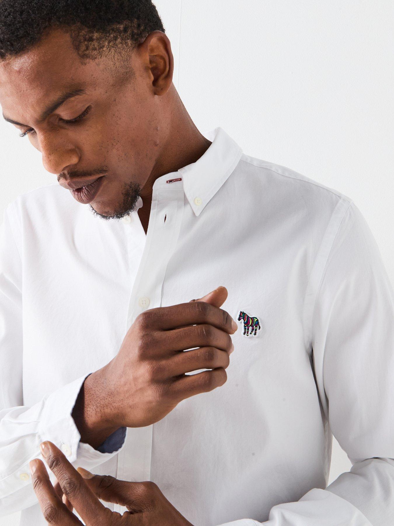Image 4 of 4 of PS PAUL SMITH Button Down Zebra Long Sleeve Shirt - White