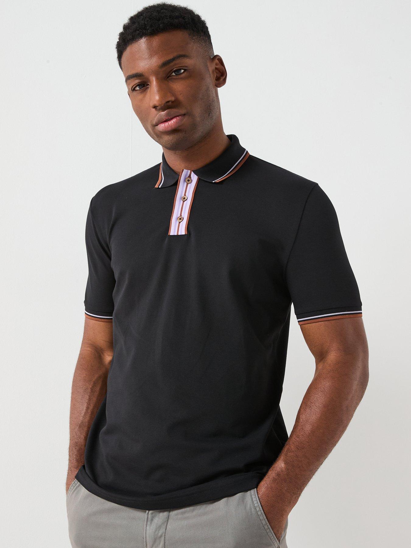 PS PAUL SMITH Ps Paul Smith Stripe Contrast Tipped Polo Shirt - Black