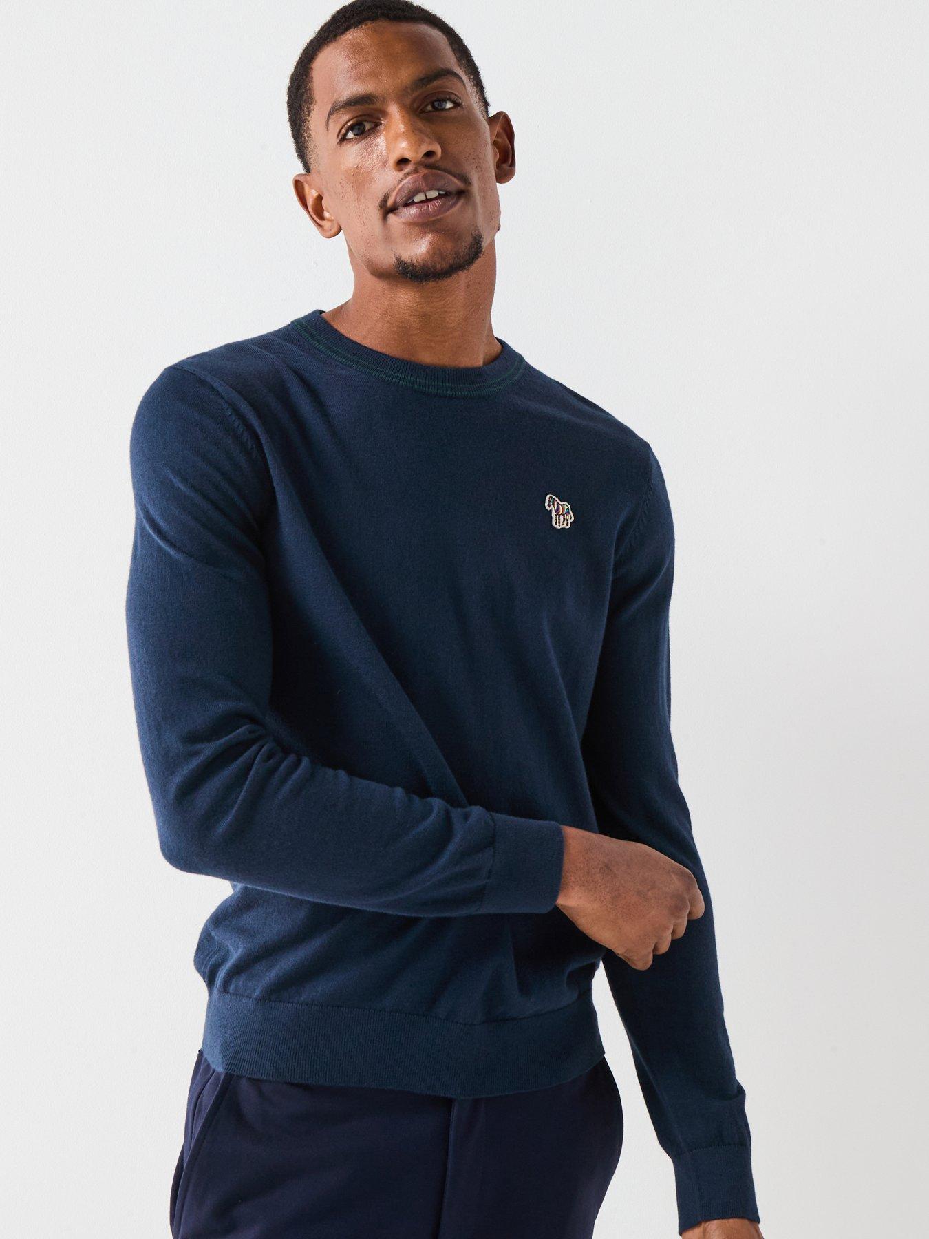 Image 1 of 4 of PS PAUL SMITH Regular Fit Zebra Knitted Jumper - Navy