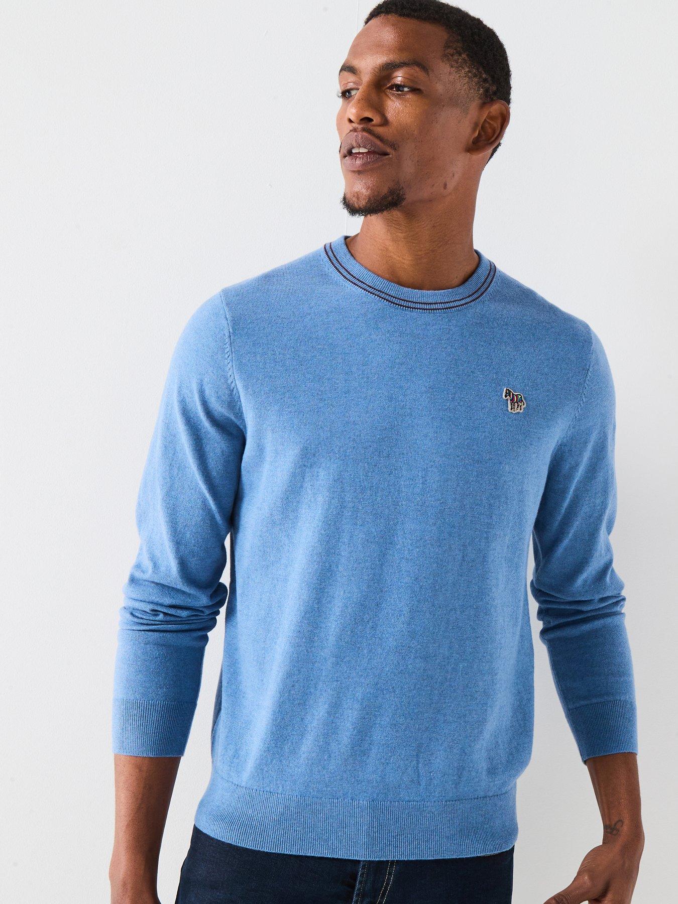 PS PAUL SMITH Regular Fit Zebra Knitted Jumper - Light Blue