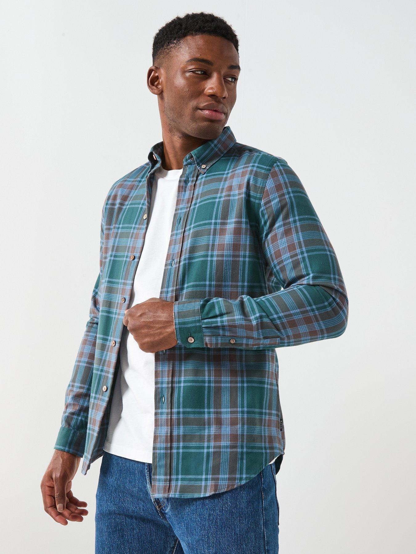 PS PAUL SMITH Tailored Fit Button Down Check Shirt - Green