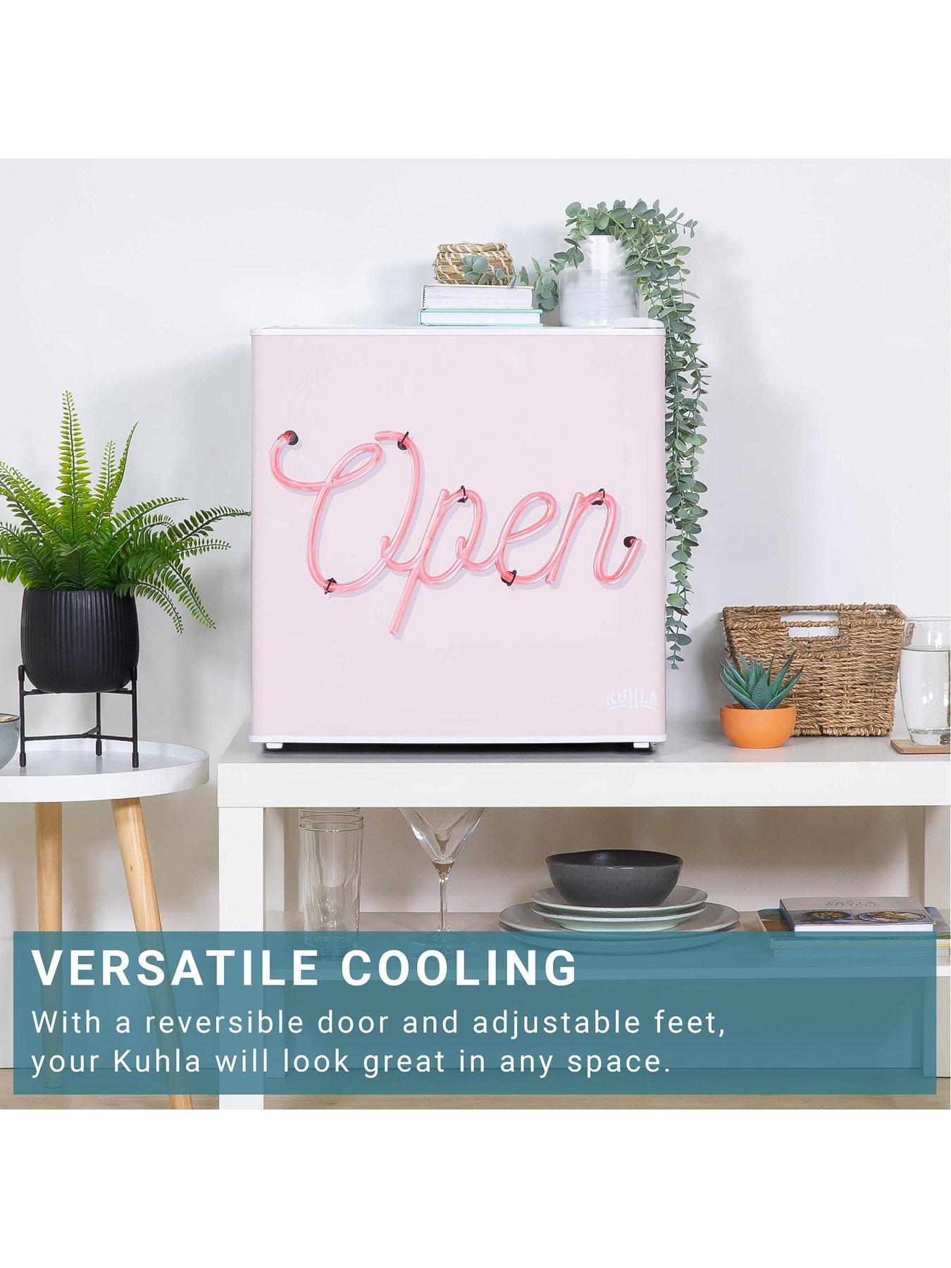 Image 5 of 6 of Kuhla KTTF0E6W-1025 Pink Open Sign Design 45L Table Top Fridge