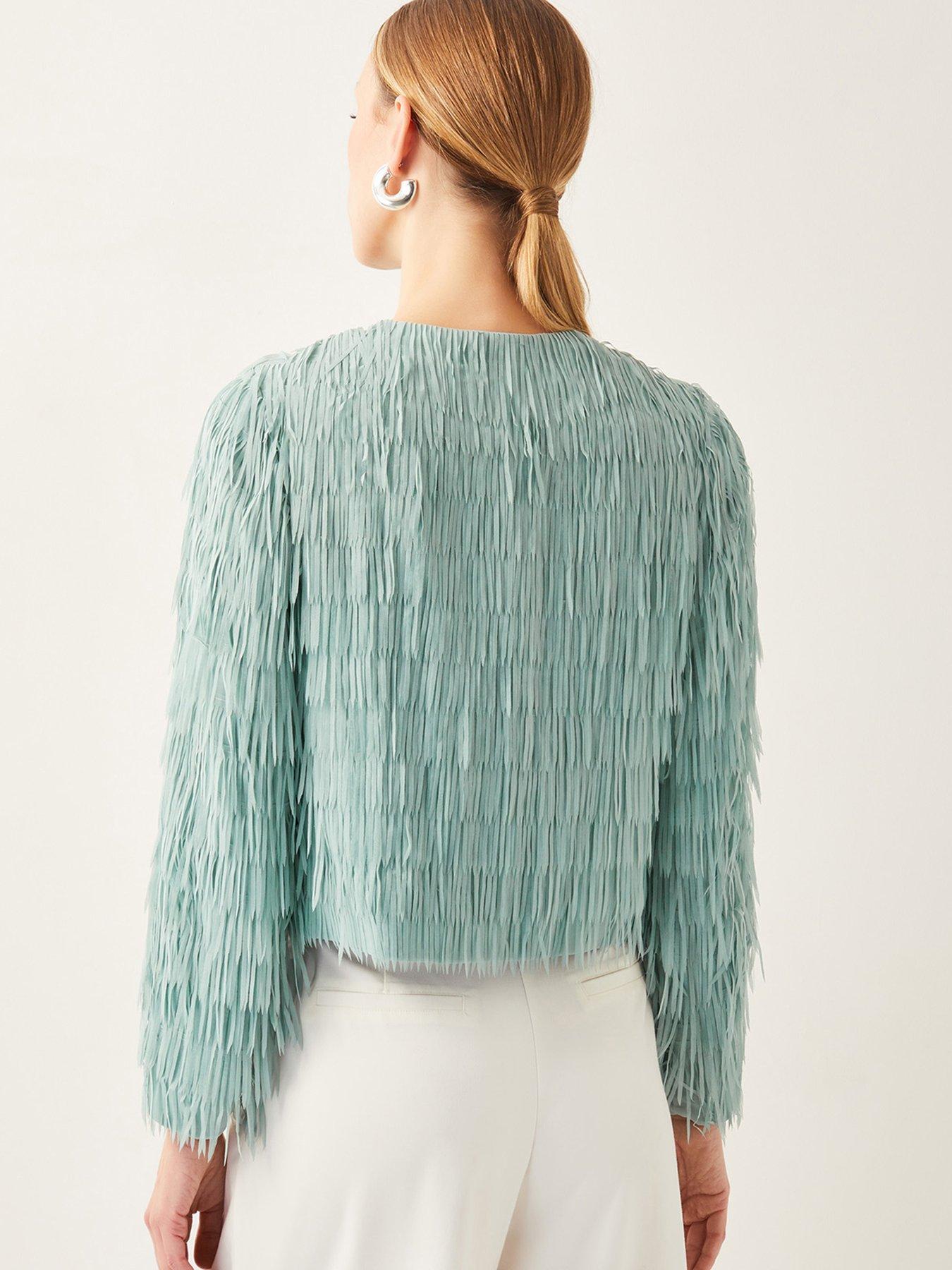 Image 2 of 6 of Monsoon Cosima Fringe Jacket - Green