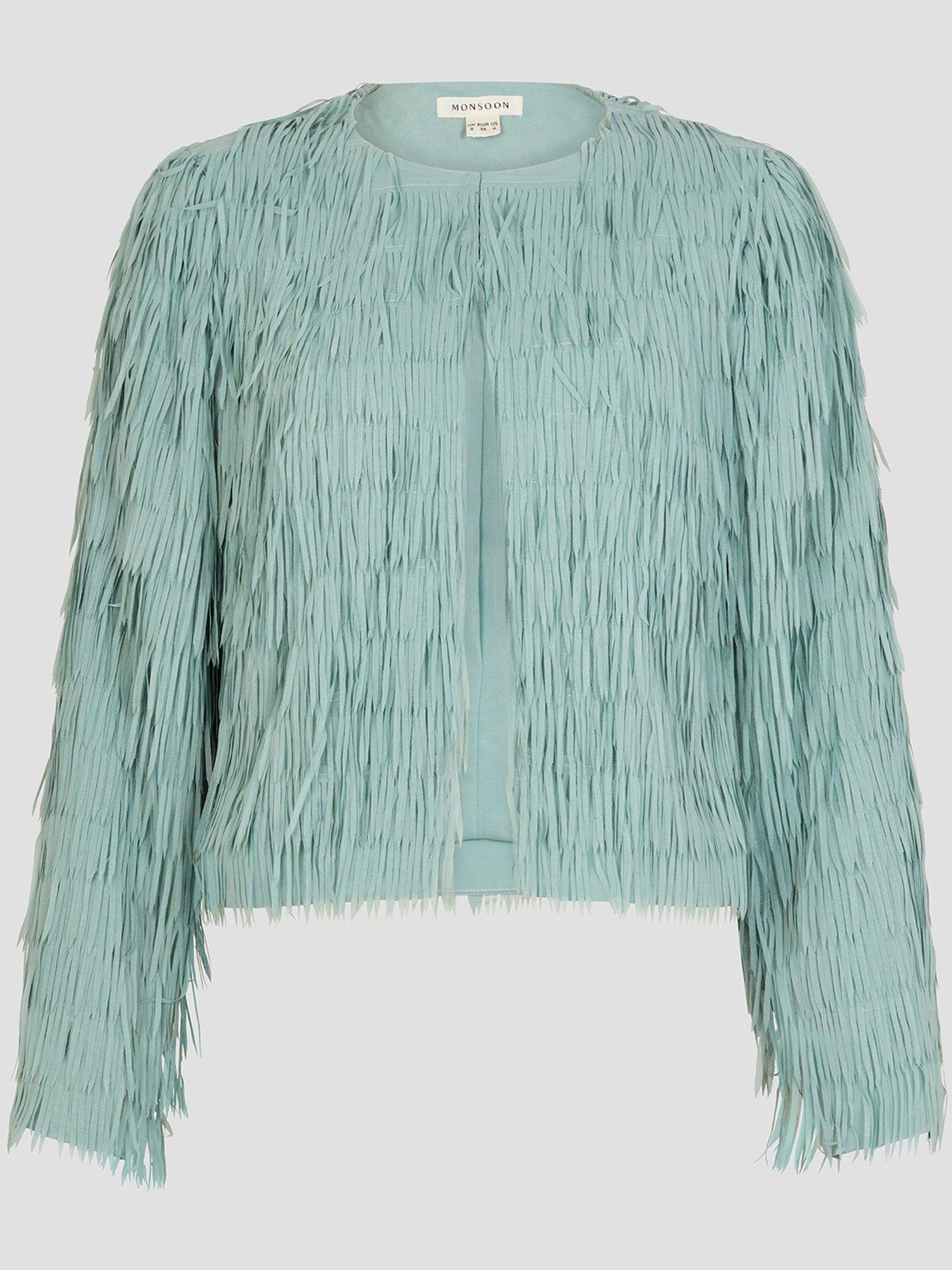 Image 3 of 6 of Monsoon Cosima Fringe Jacket - Green