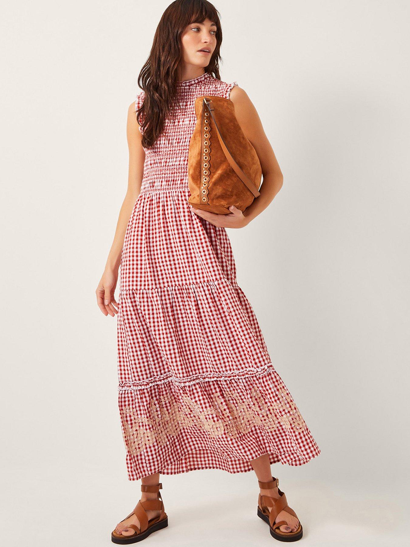 undefined Greta Gingham Dress - Red