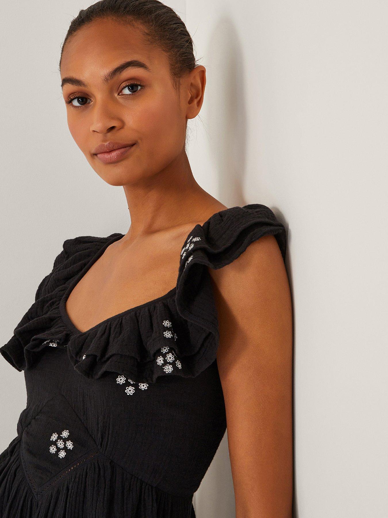 Monsoon Daisy Midi Dress - Black