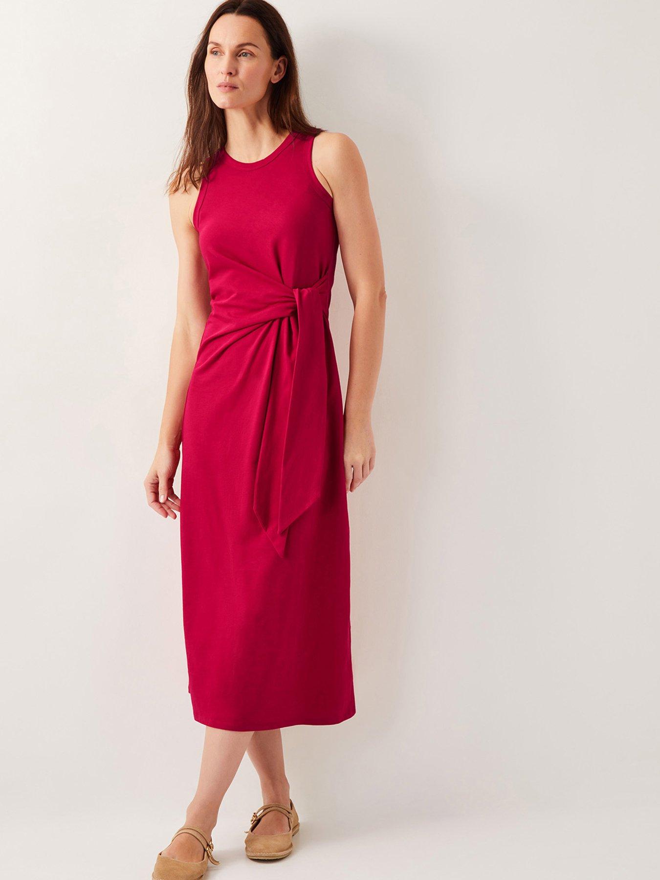 Image 1 of 5 of Monsoon Tie Side Column Dress - Red