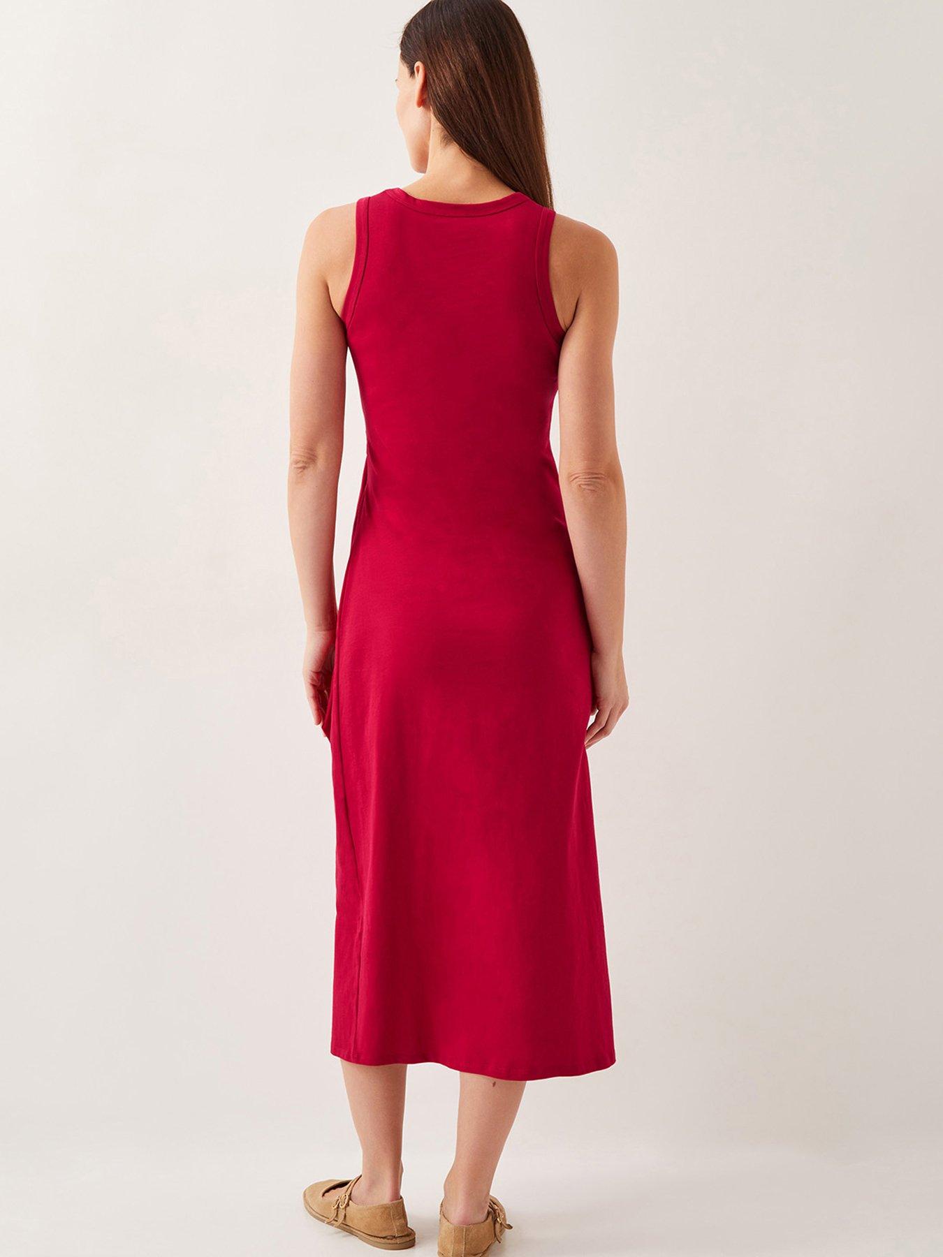 Image 2 of 5 of Monsoon Tie Side Column Dress - Red