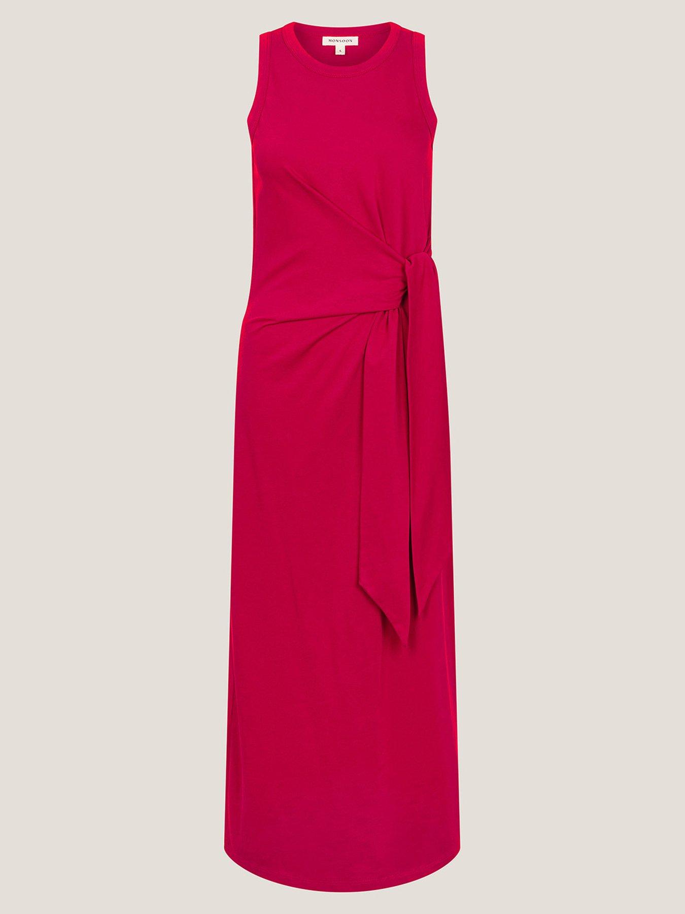 Image 3 of 5 of Monsoon Tie Side Column Dress - Red