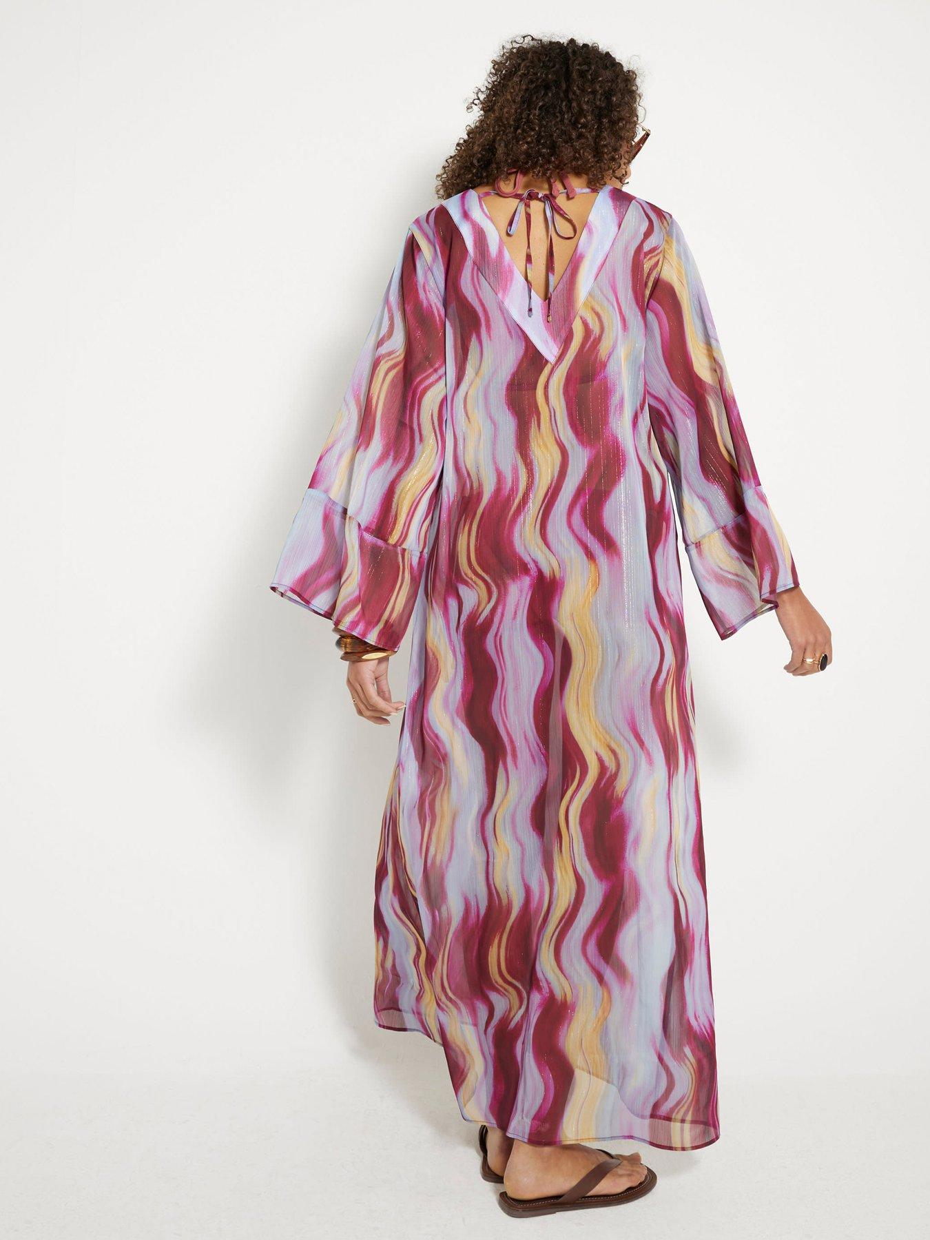 Image 2 of 4 of River Island Printed Maxi Tunic Dress - Brown