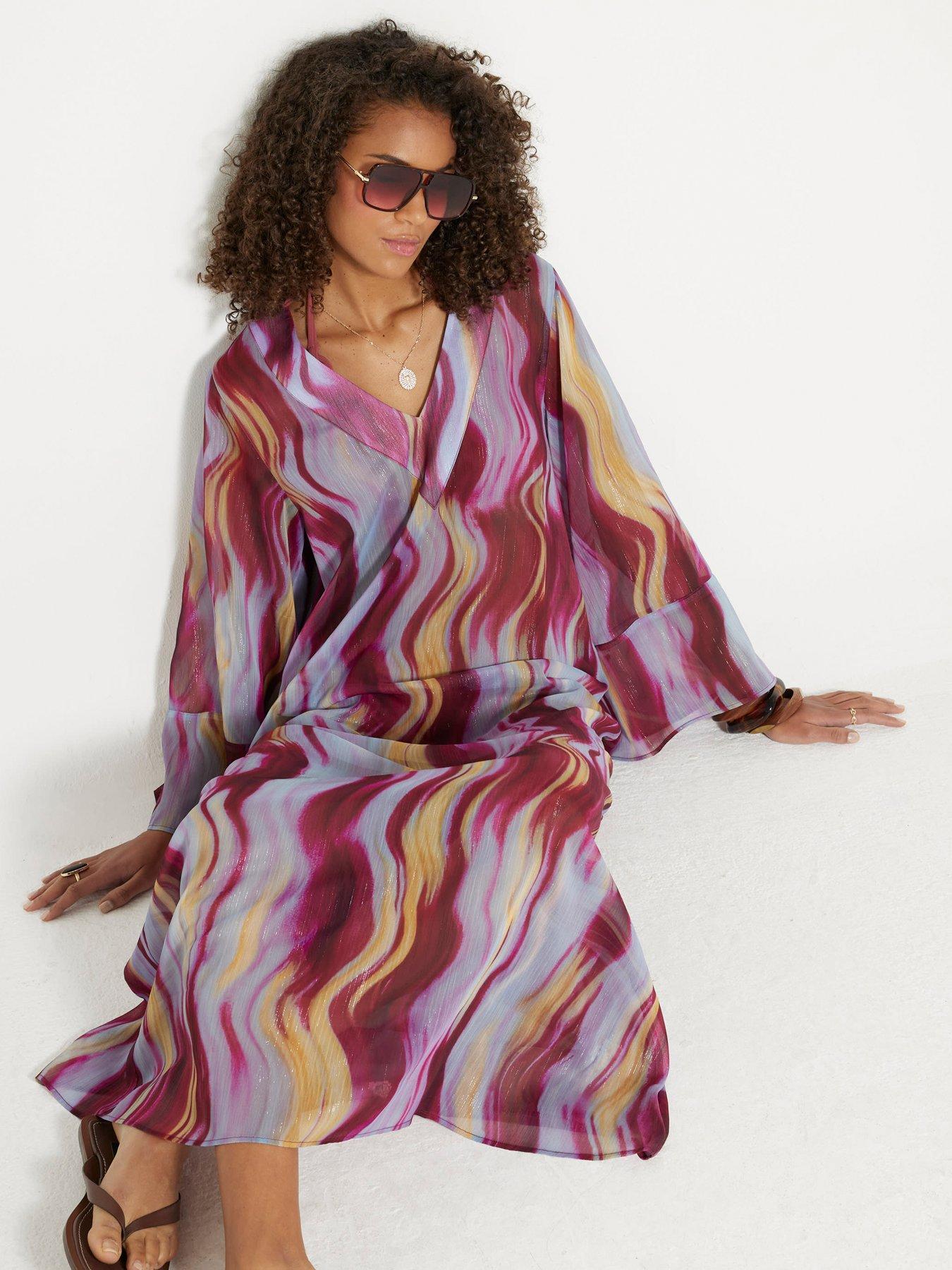 Image 3 of 4 of River Island Printed Maxi Tunic Dress - Brown