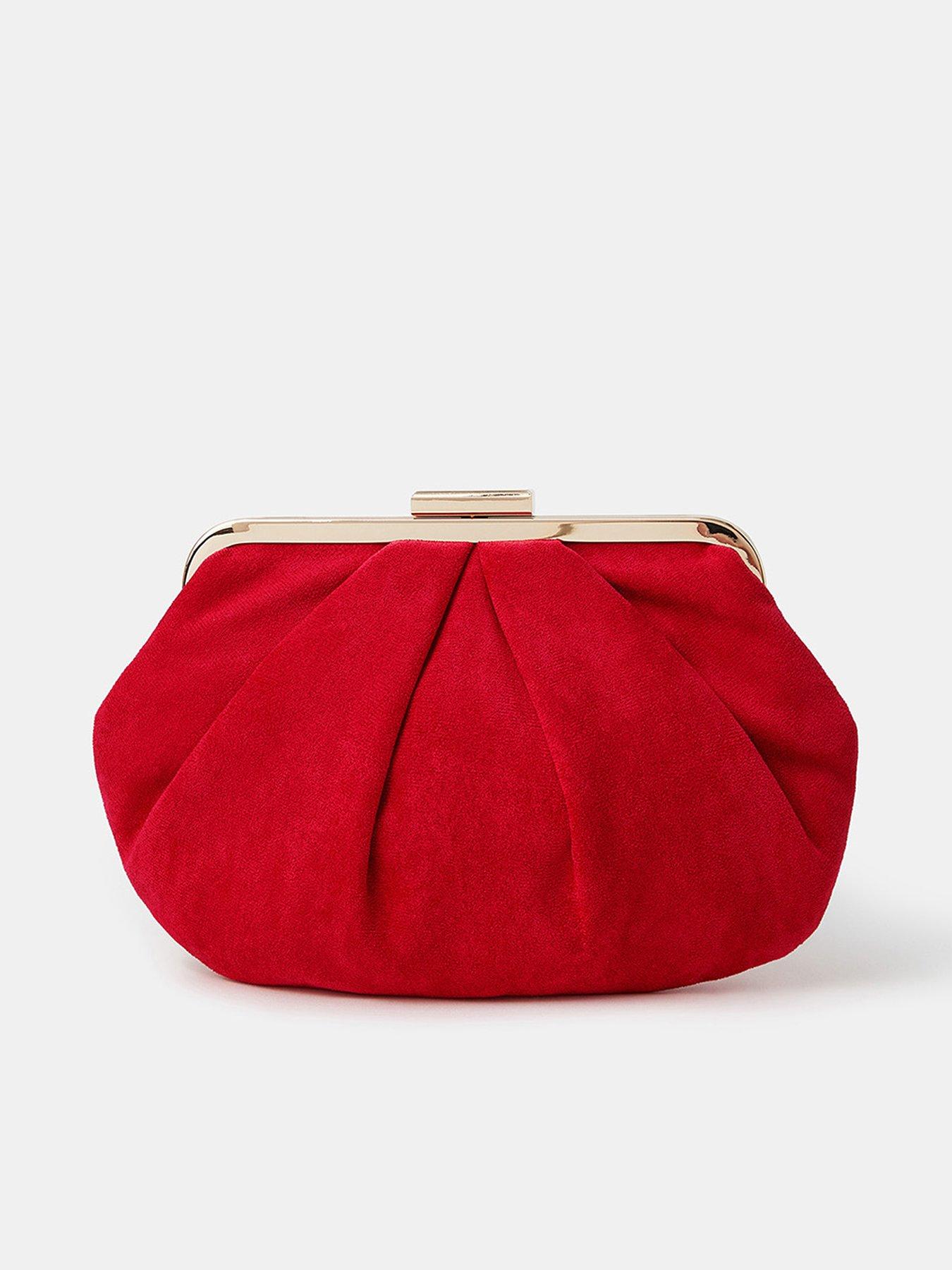 undefined Suedette Pleat Clutch - Red