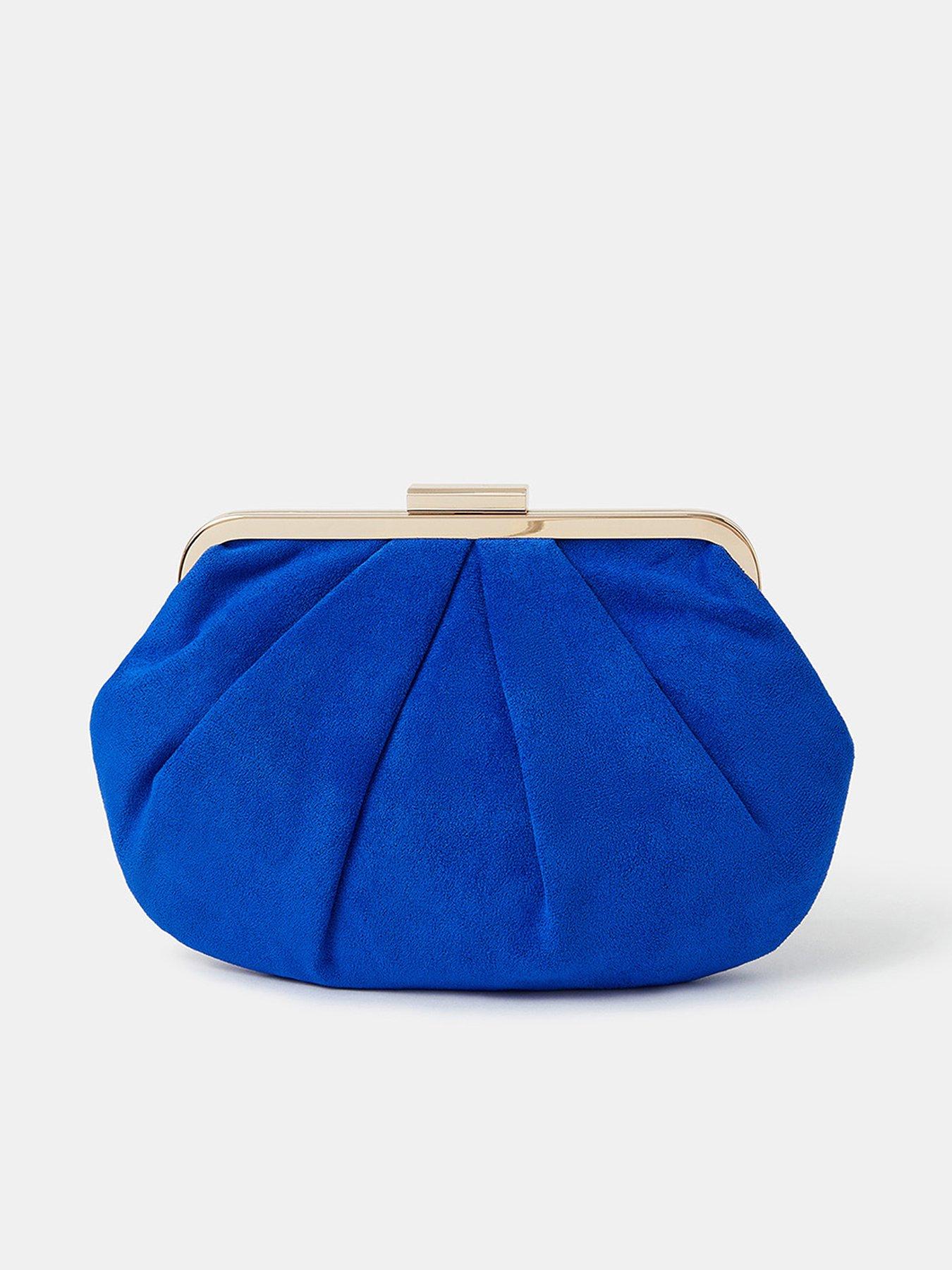 undefined Suedette Pleat Clutch - Cobalt