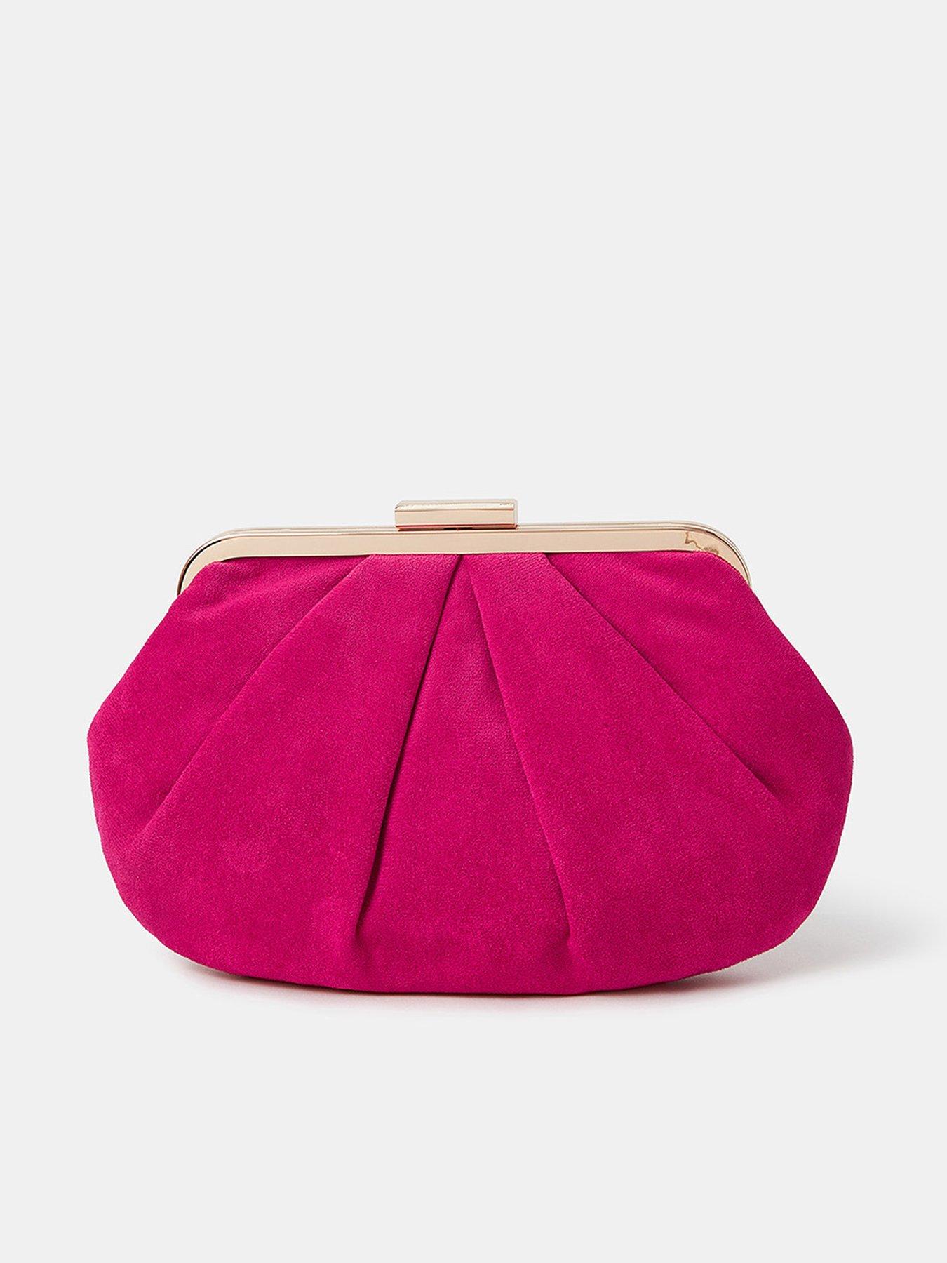 undefined Suedette Pleat Clutch - Fuchsia
