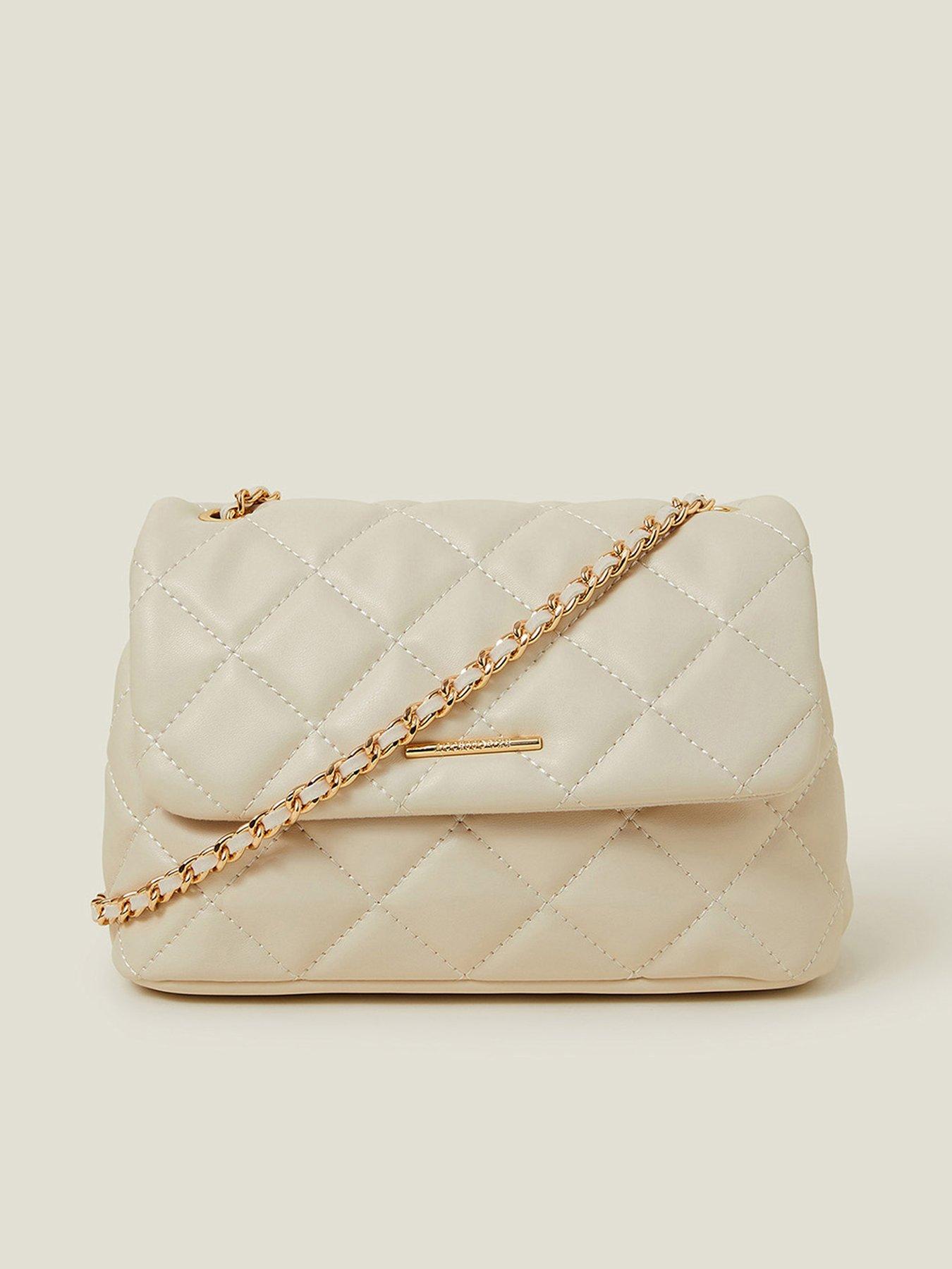 undefined Anna Quilted X Body Bag - Cream