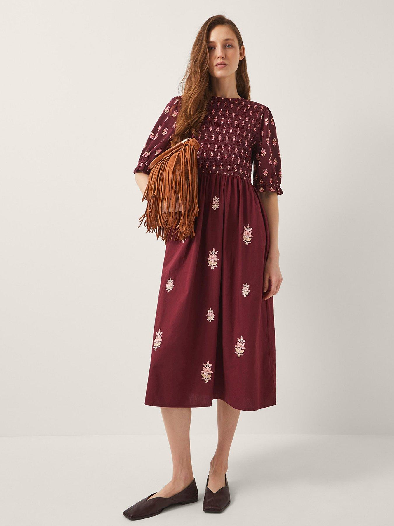 undefined Laurie Print Fabric Mix Dress - Pink