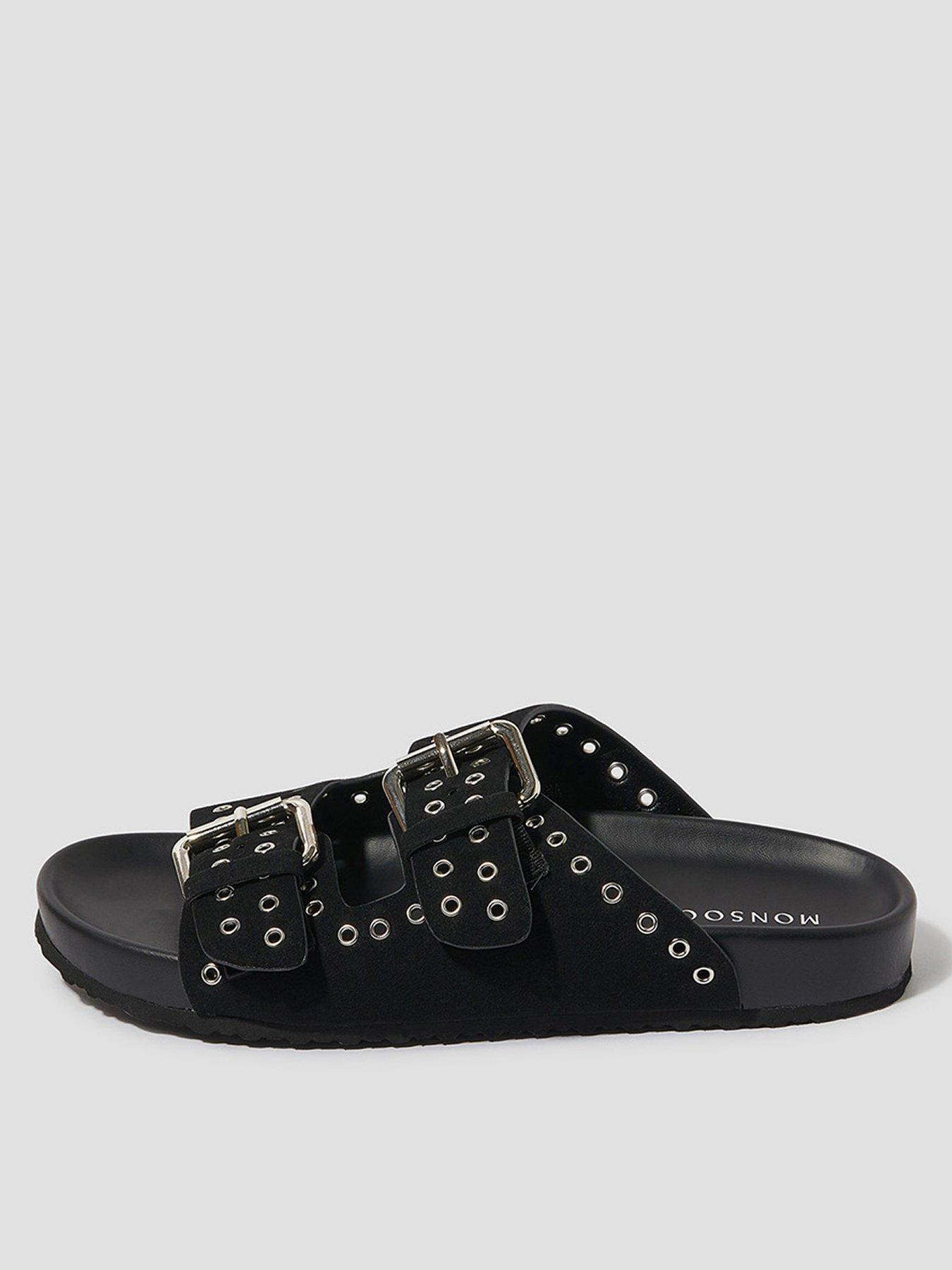 undefined Elena Eyelet Sandals - Black