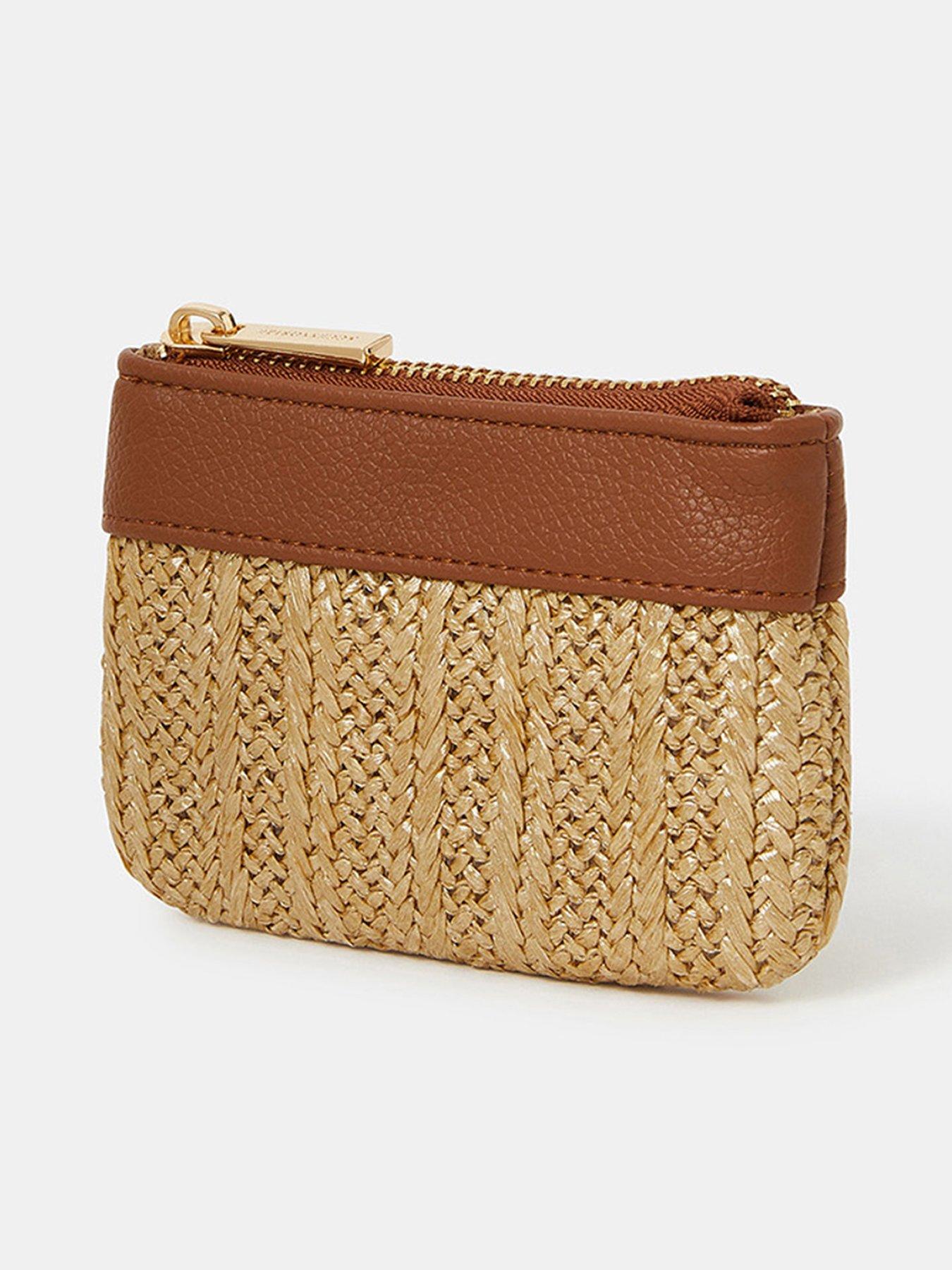 Image 2 of 3 of Accessorize Metallic Raffia Coin Purse - Gold