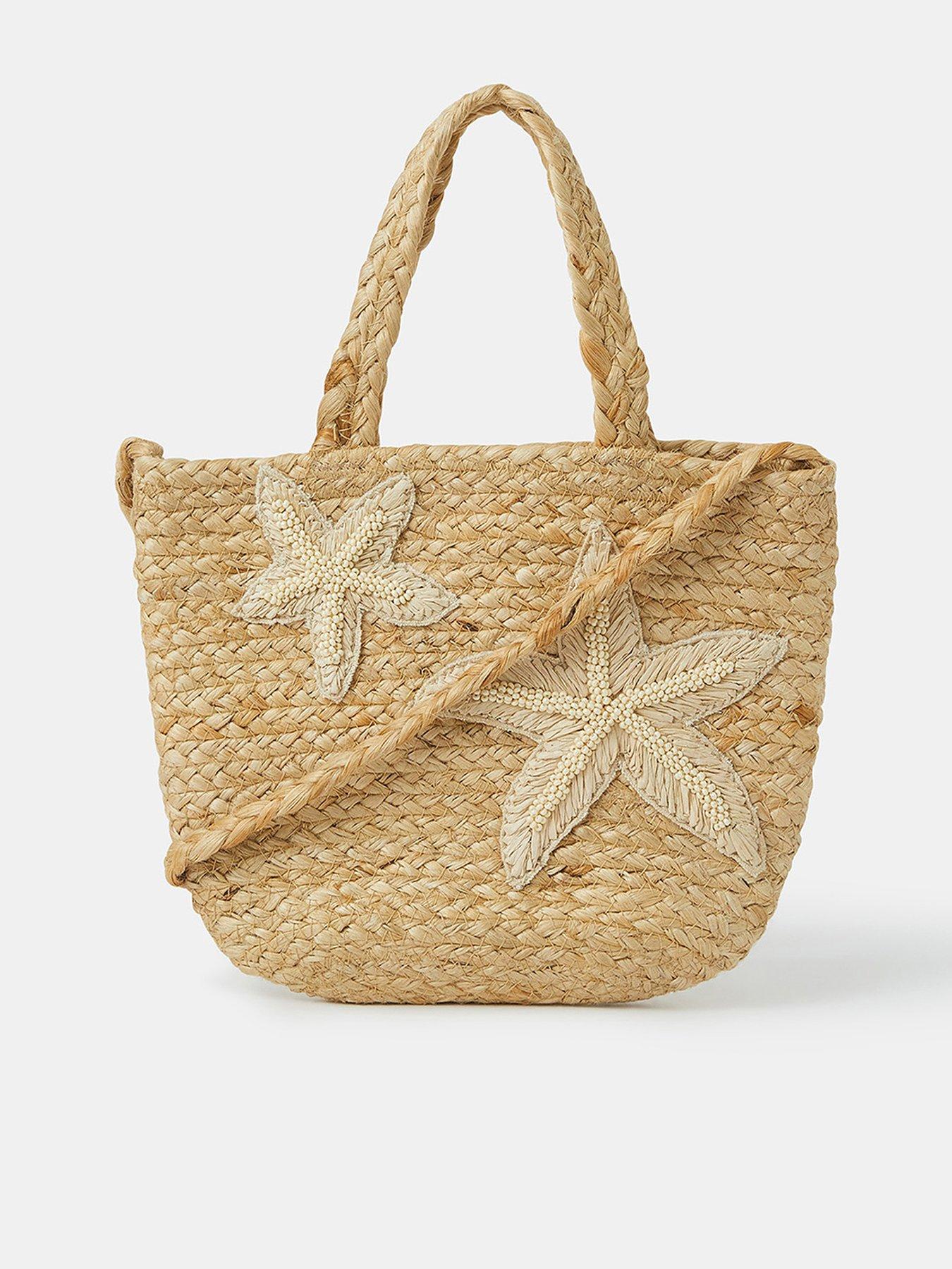 undefined Embroidered Starfish Jute Bag - Natural