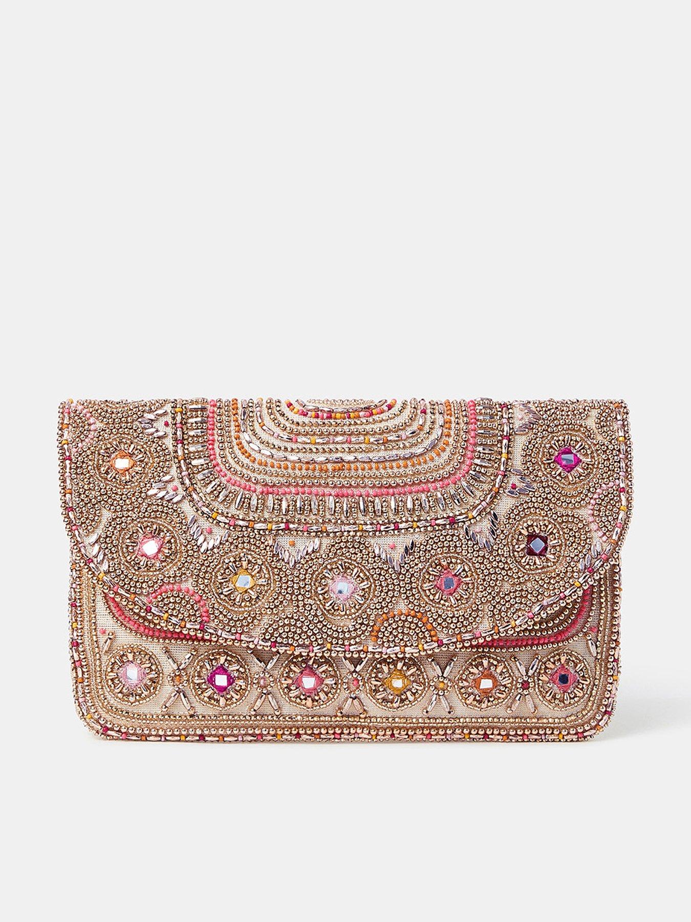 undefined Mirror Embellished Jaipur Clutch Bag - Brights - Multi