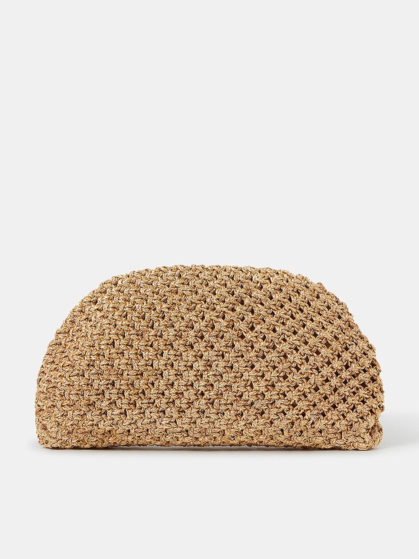 undefined Metallic Woven Clutch Bag - Gold