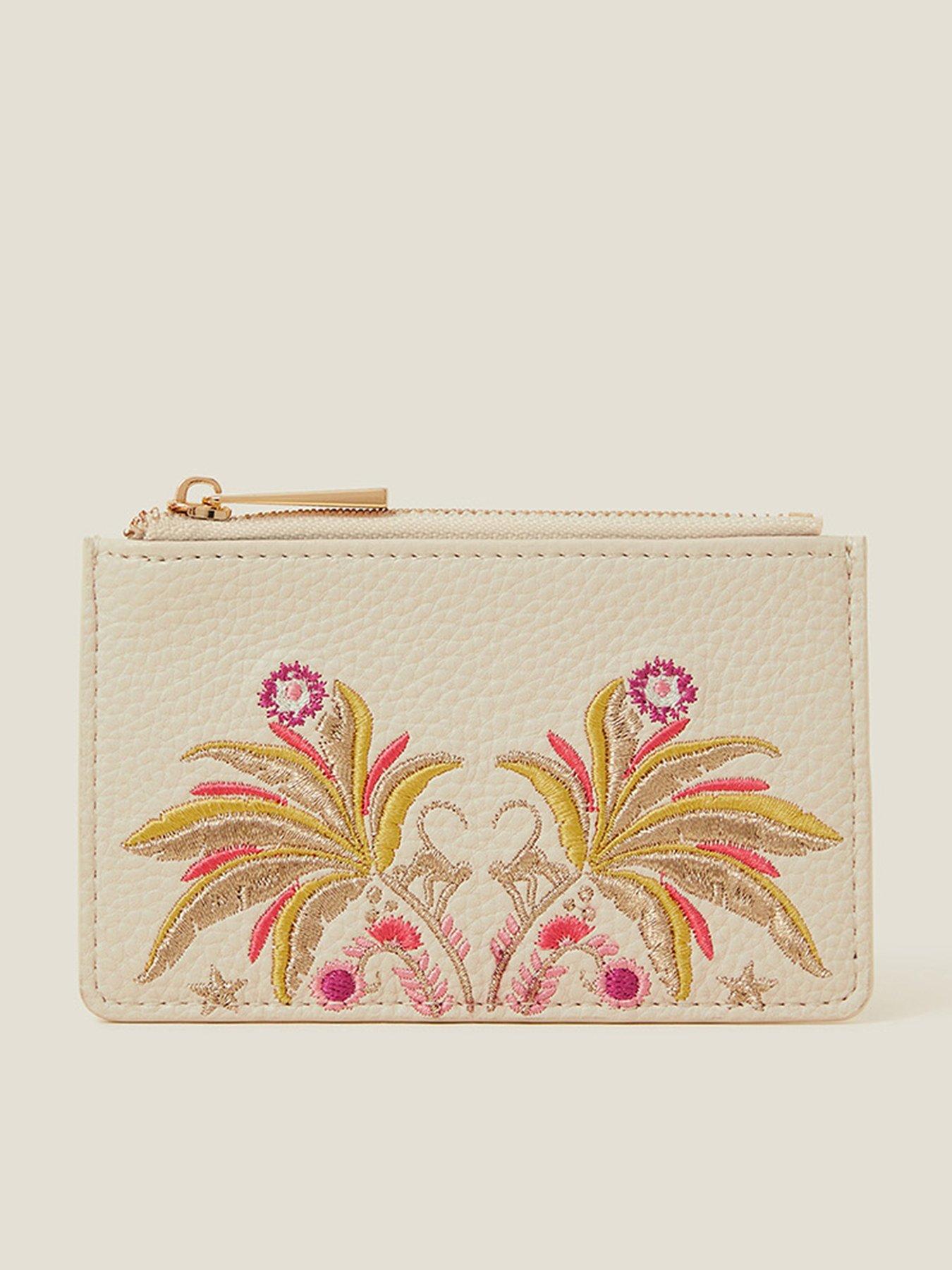 undefined Embroidered Jaipur Cardholder - Cream