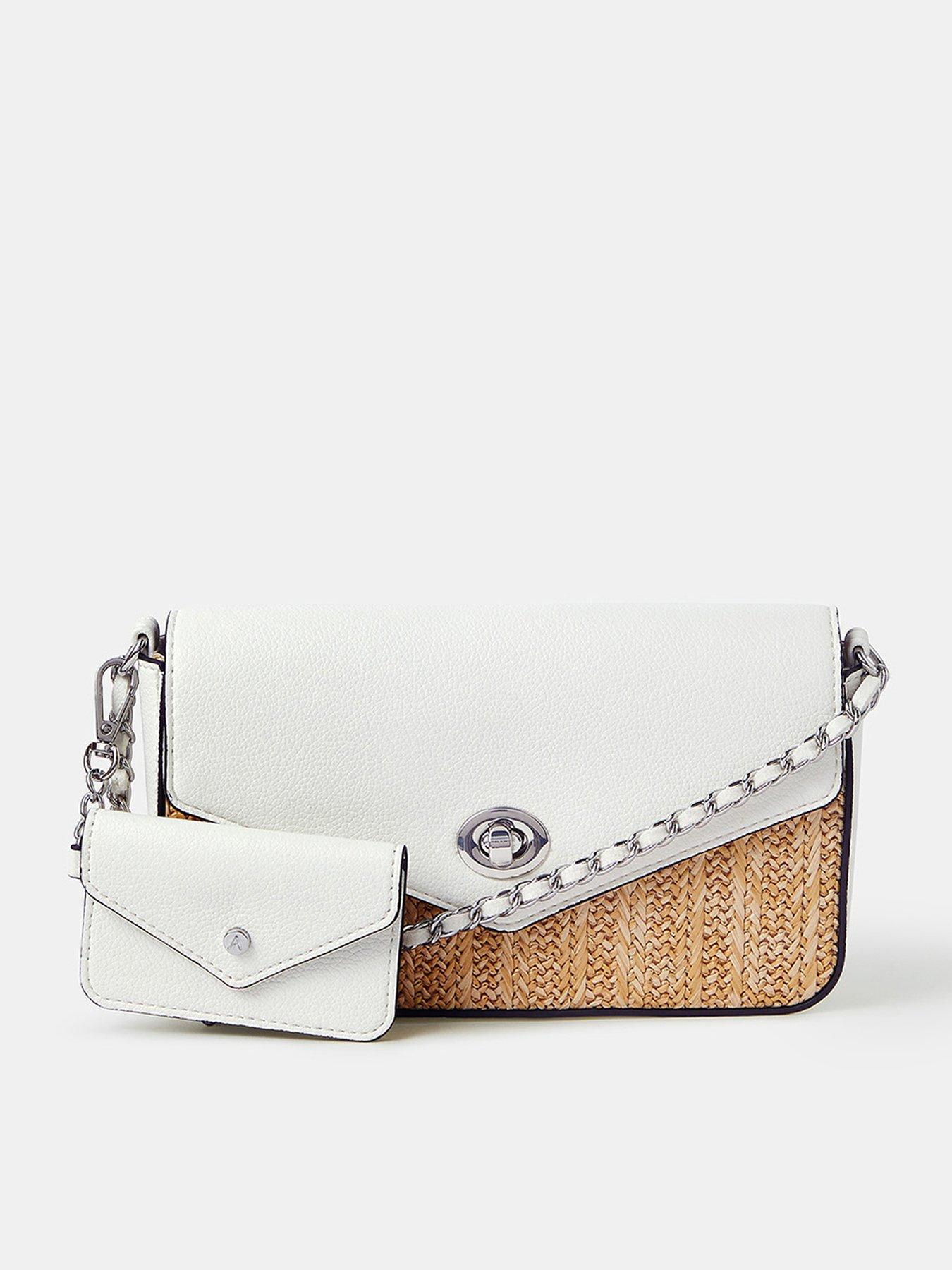 undefined Charm Raffia X Body Bag - White