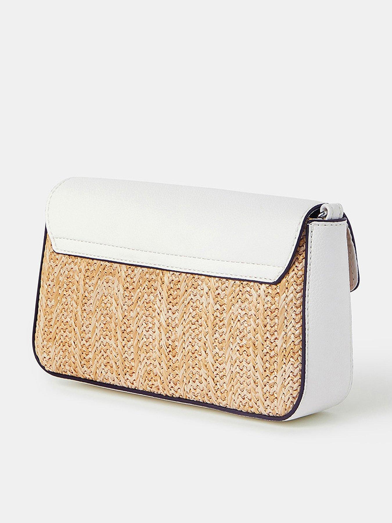 Image 3 of 5 of Accessorize Charm Raffia X Body Bag - White
