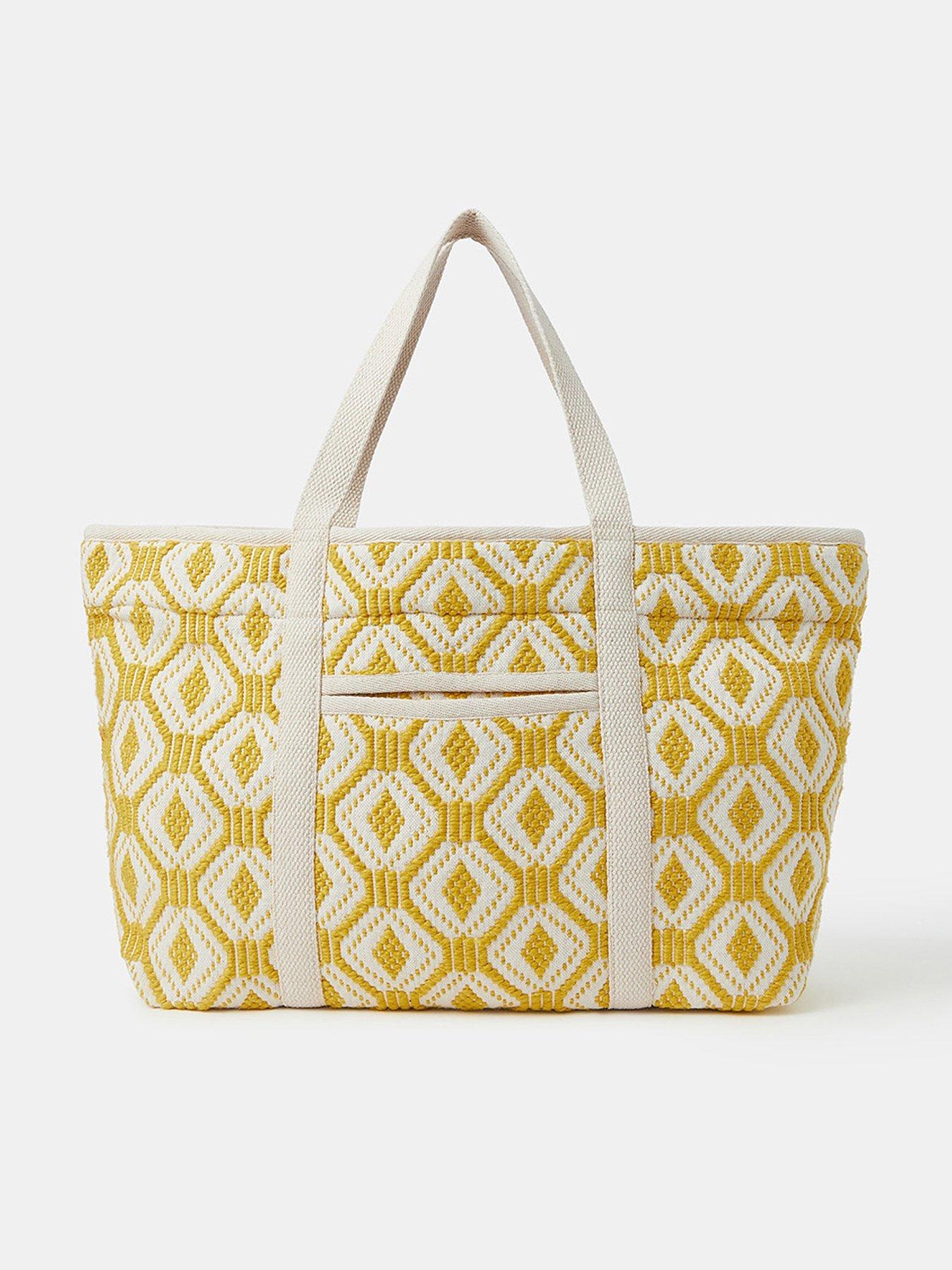 undefined Diamond Textile Shoulder Bag - Yellow