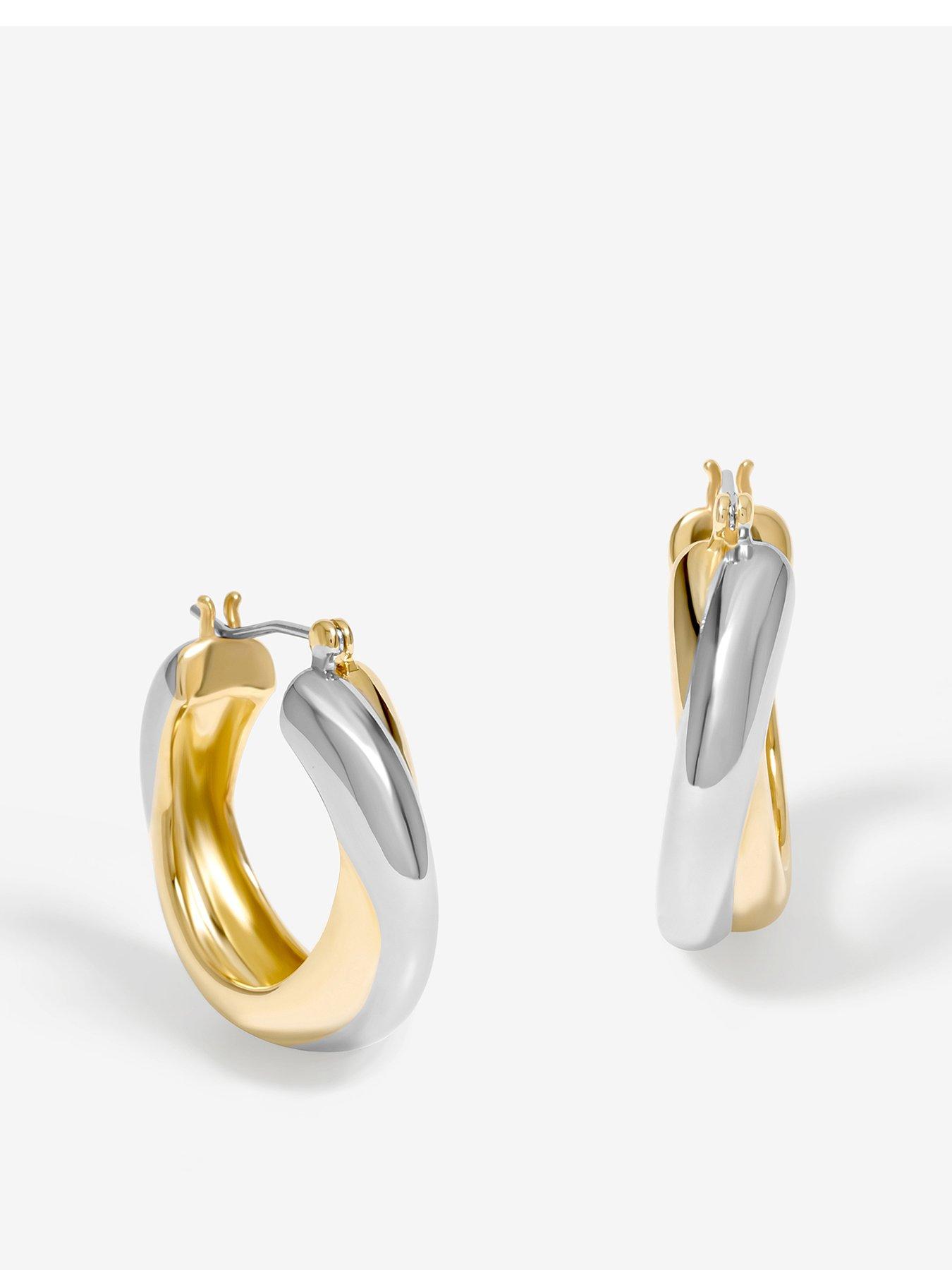 undefined Gold Plated Two Tone Hoop Earrings