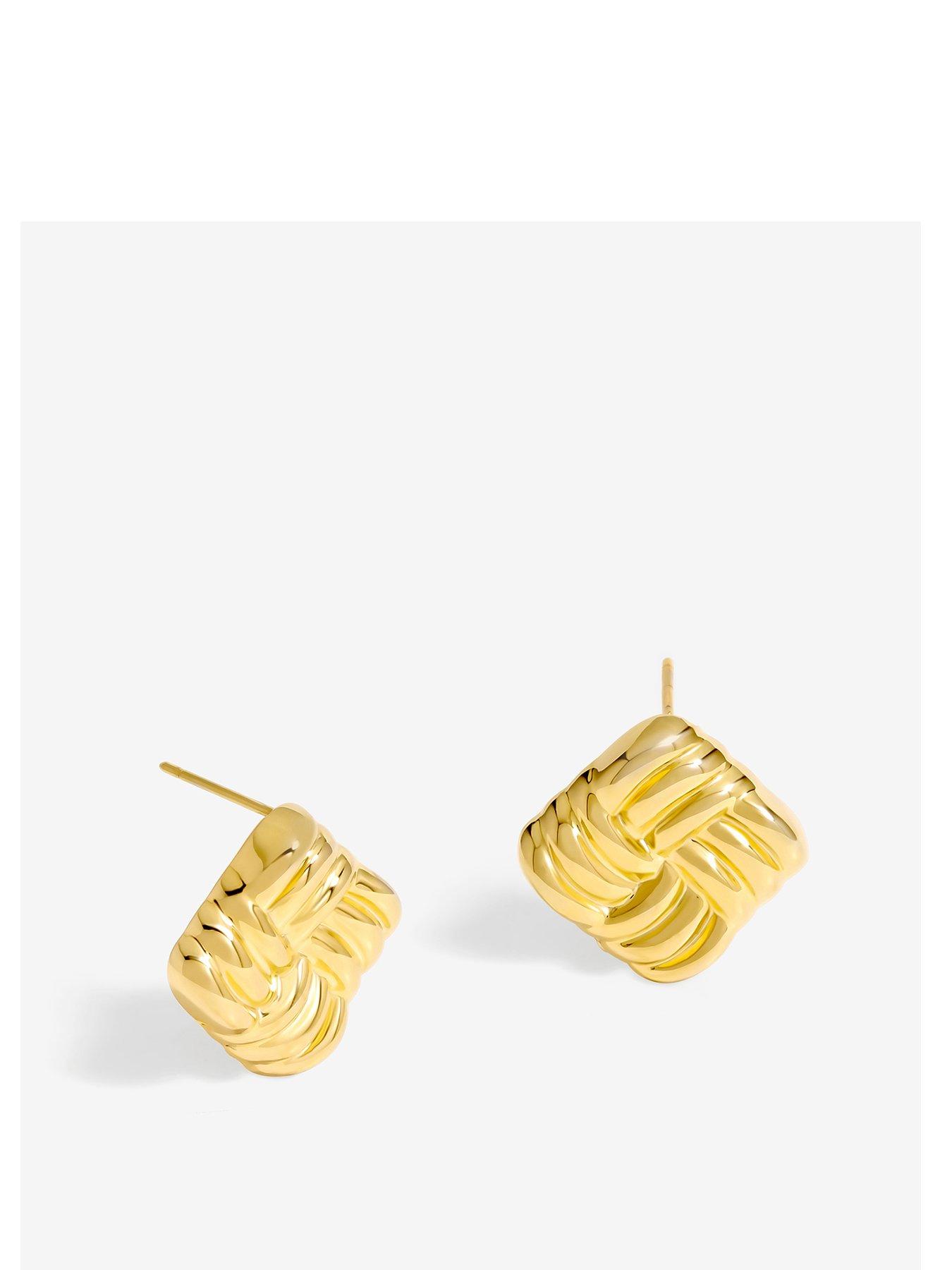 Jon Richard Gold Plated Square Ridge Earrings
