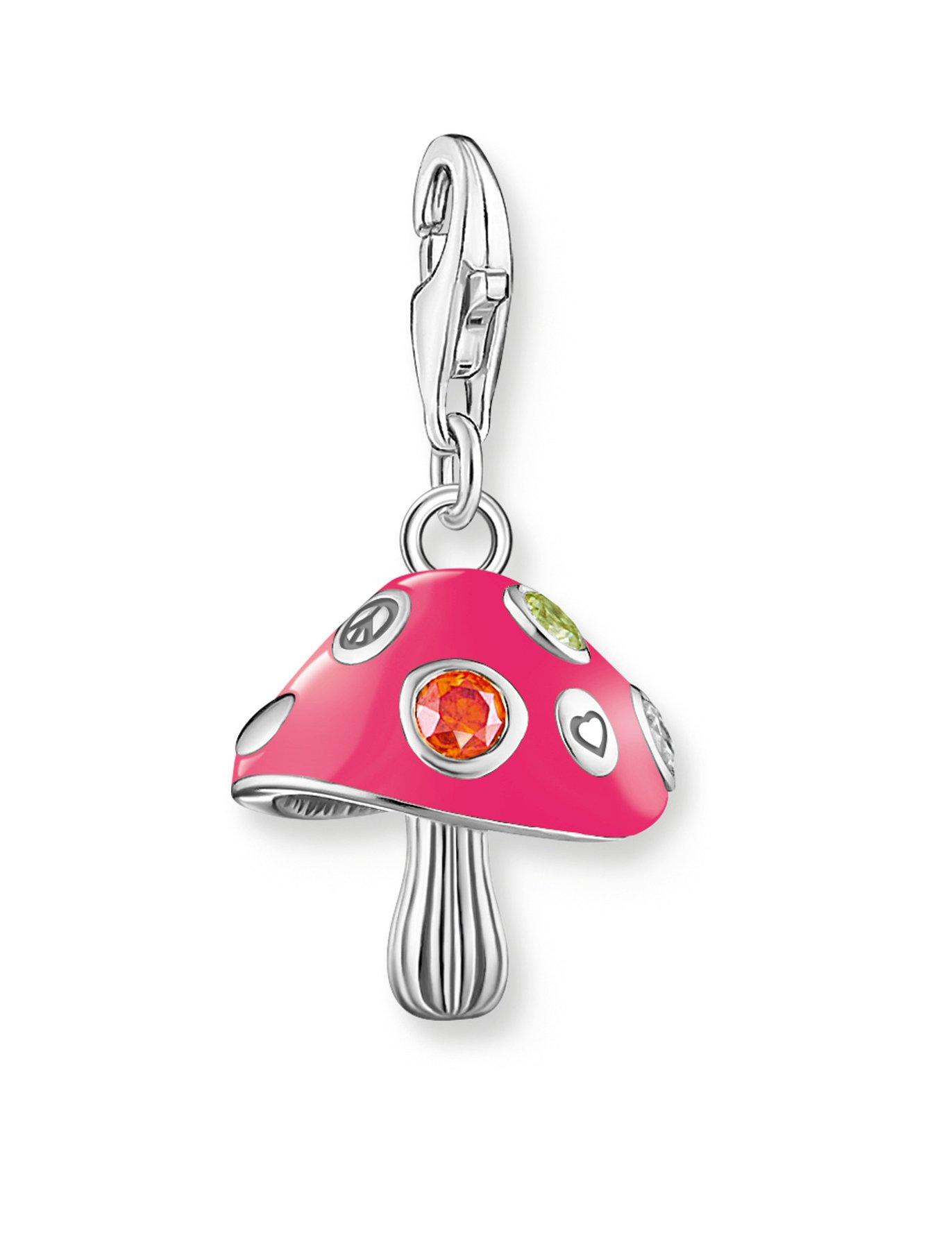 undefined Charm Colourful mushroom silver